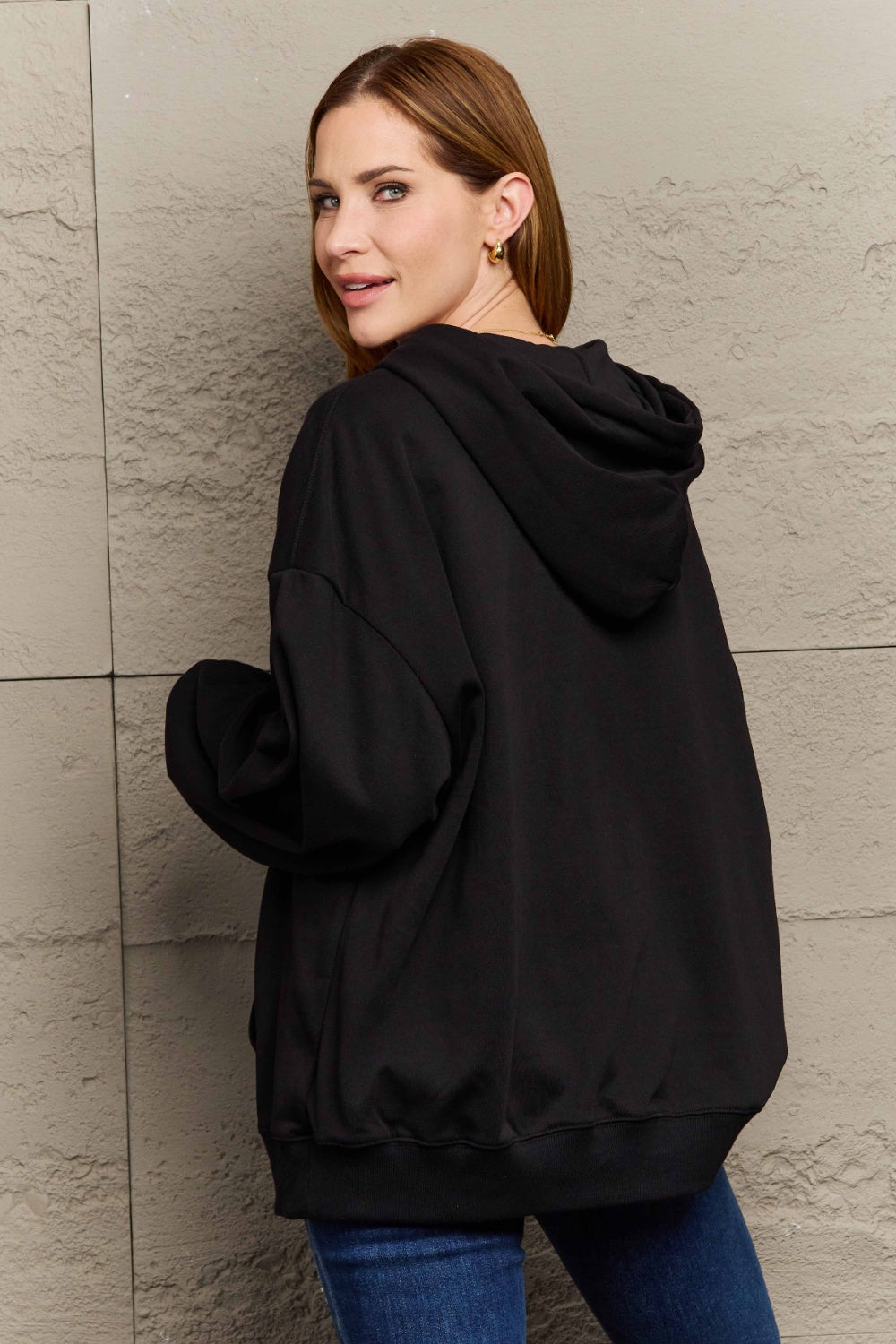 Full Size Long Sleeve Dropped Shoulder Hoodie-TOPS / DRESSES-[Adult]-[Female]-2022 Online Blue Zone Planet