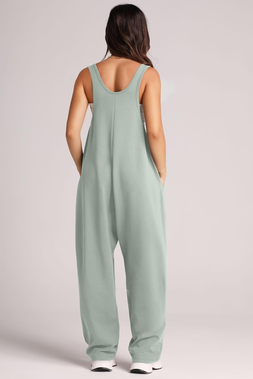 Blue Zone Planet | Wide Strap Jumpsuit with Pockets-TOPS / DRESSES-[Adult]-[Female]-Sage-S-2022 Online Blue Zone Planet