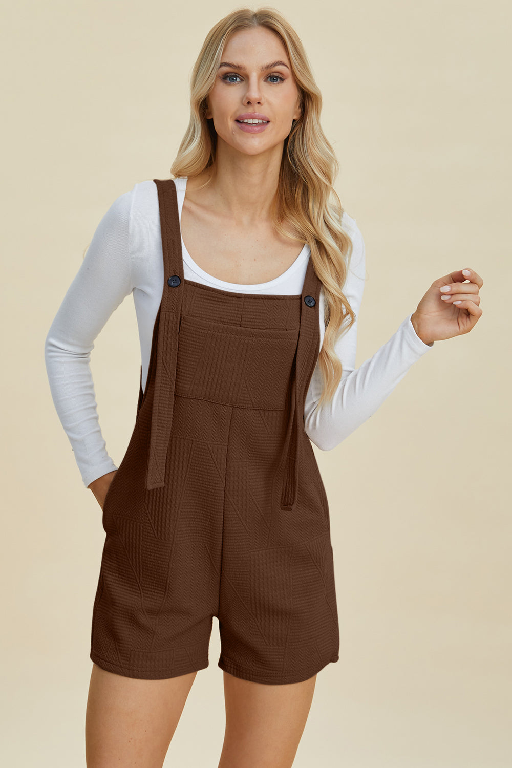 Double Take Full Size Texture Sleeveless Romper-TOPS / DRESSES-[Adult]-[Female]-2022 Online Blue Zone Planet