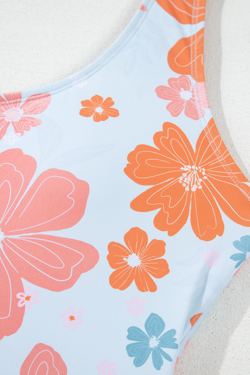 Orange Floral Patchwork Backless One Piece Swimsuit-One-Piece-[Adult]-[Female]-2022 Online Blue Zone Planet