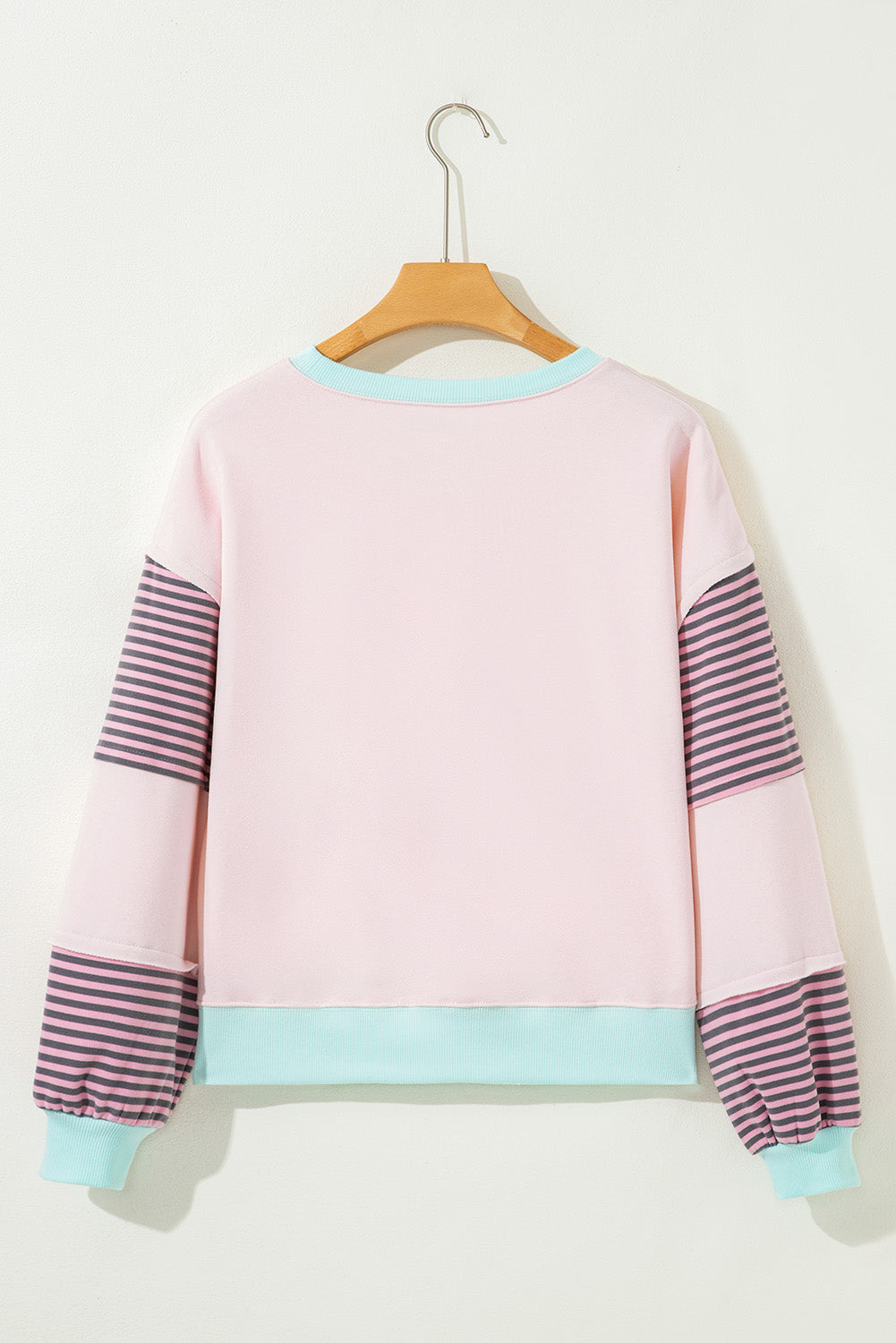 Delicacy Striped Colorblock Patchwork Drop Shoulder Sweatshirt-Tops/Sweatshirts & Hoodies-[Adult]-[Female]-2022 Online Blue Zone Planet