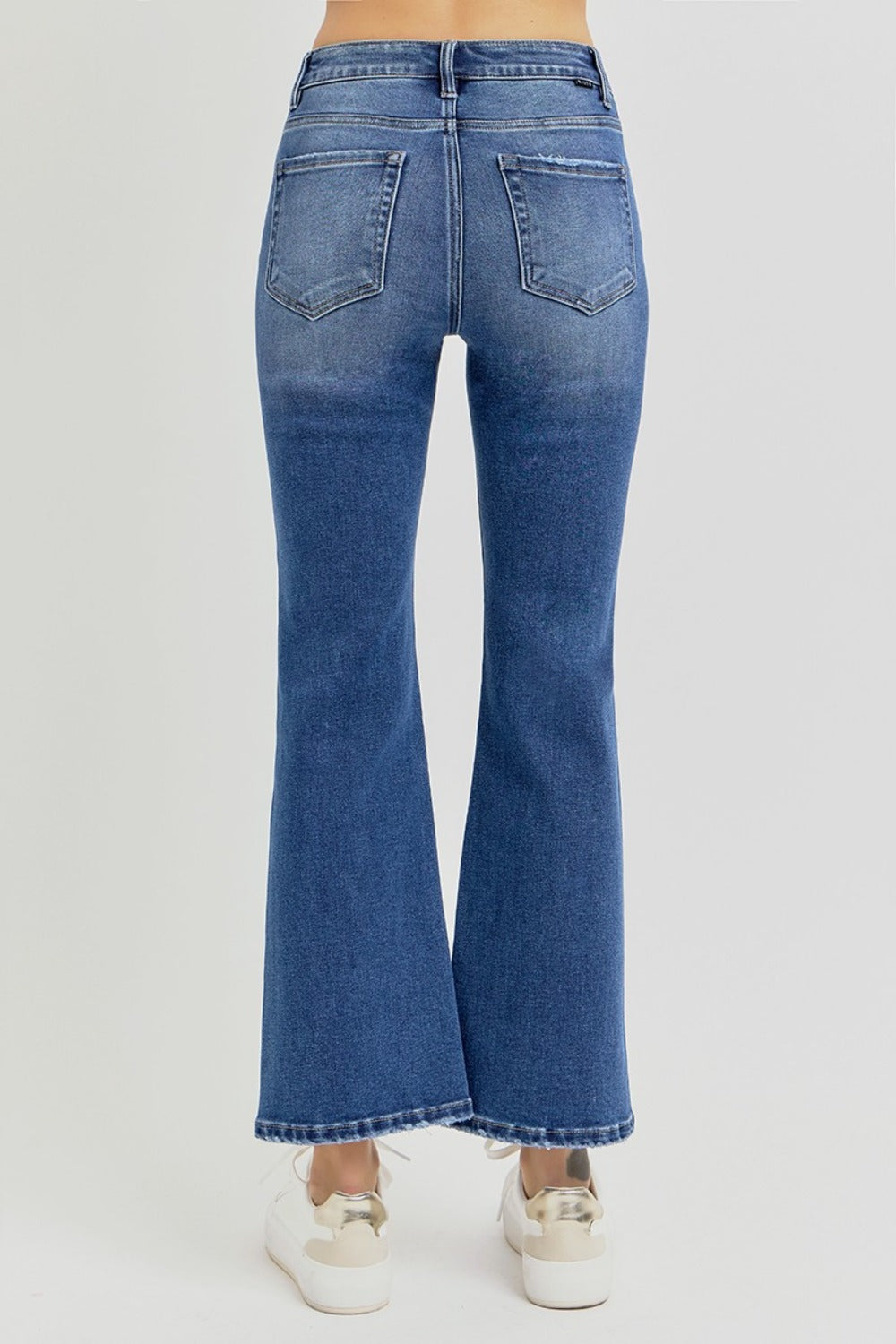 RISEN Full Size Distressed High Rise Crop Flare Jeans-BOTTOMS SIZES SMALL MEDIUM LARGE-[Adult]-[Female]-2022 Online Blue Zone Planet