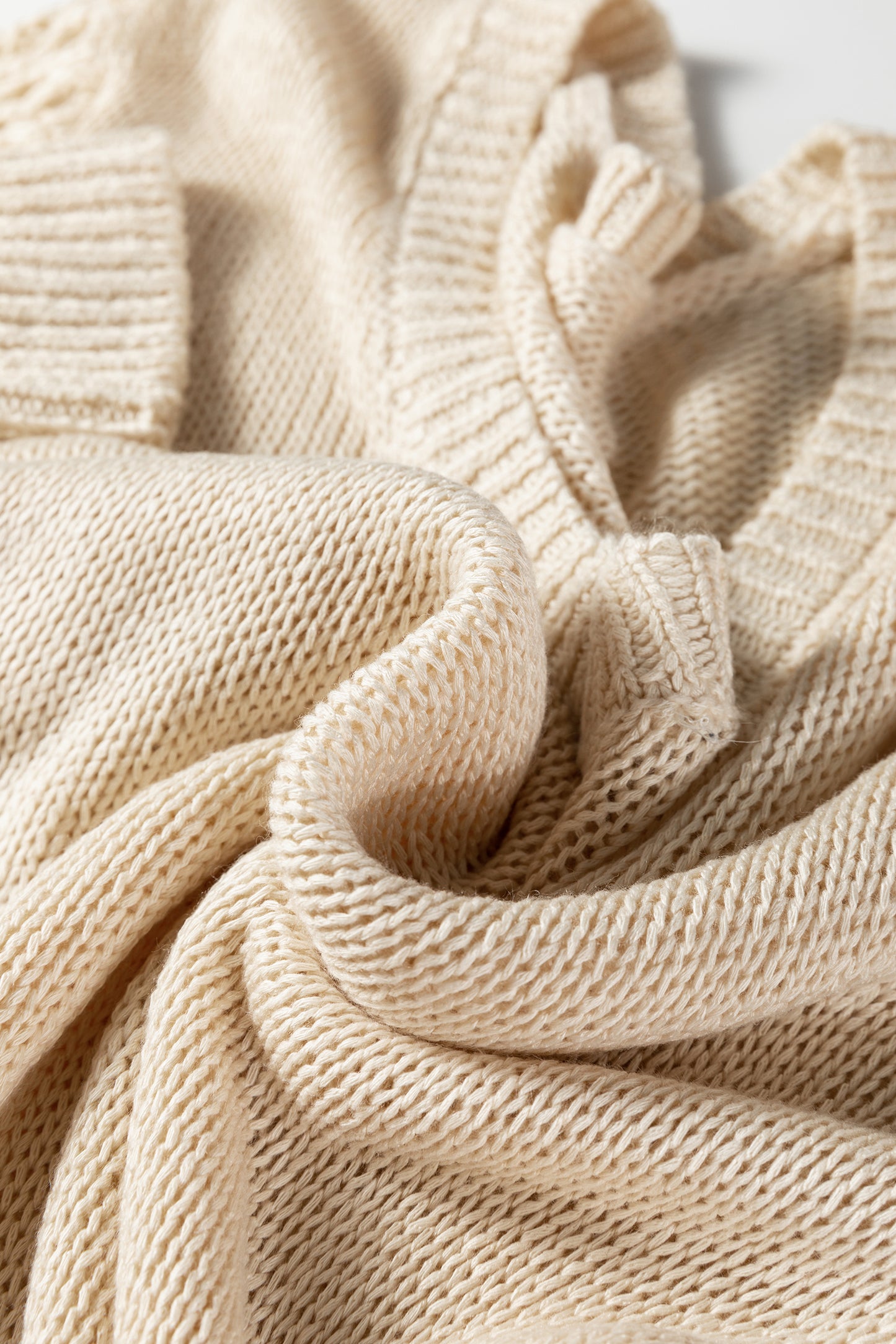 Beau Blue Solid V Neck Pointelle Knit Sleeve Patchwork Sweater-TOPS / DRESSES-[Adult]-[Female]-2022 Online Blue Zone Planet