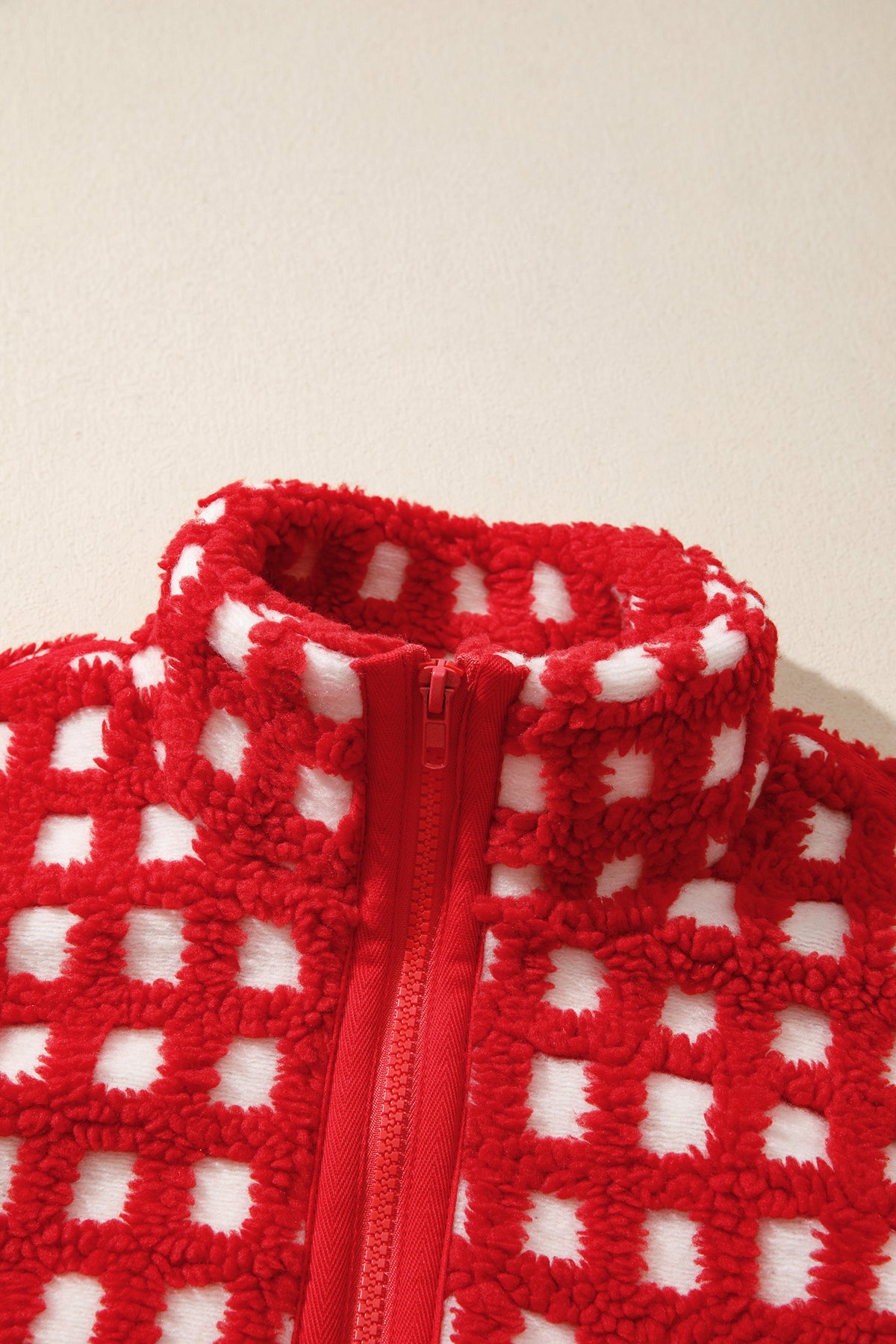 Fiery Red Plaid Zip-up Long Sleeve Jacket-Outerwear/Jackets-[Adult]-[Female]-2022 Online Blue Zone Planet