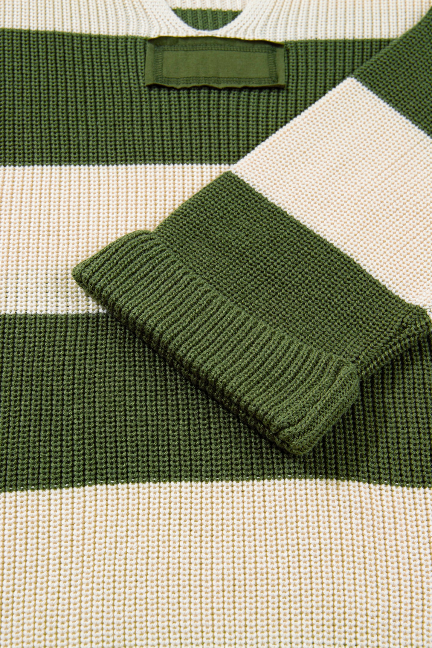 Green Stripe Colorblock Notched Neck Plus Size Sweater-TOPS / DRESSES-[Adult]-[Female]-2022 Online Blue Zone Planet