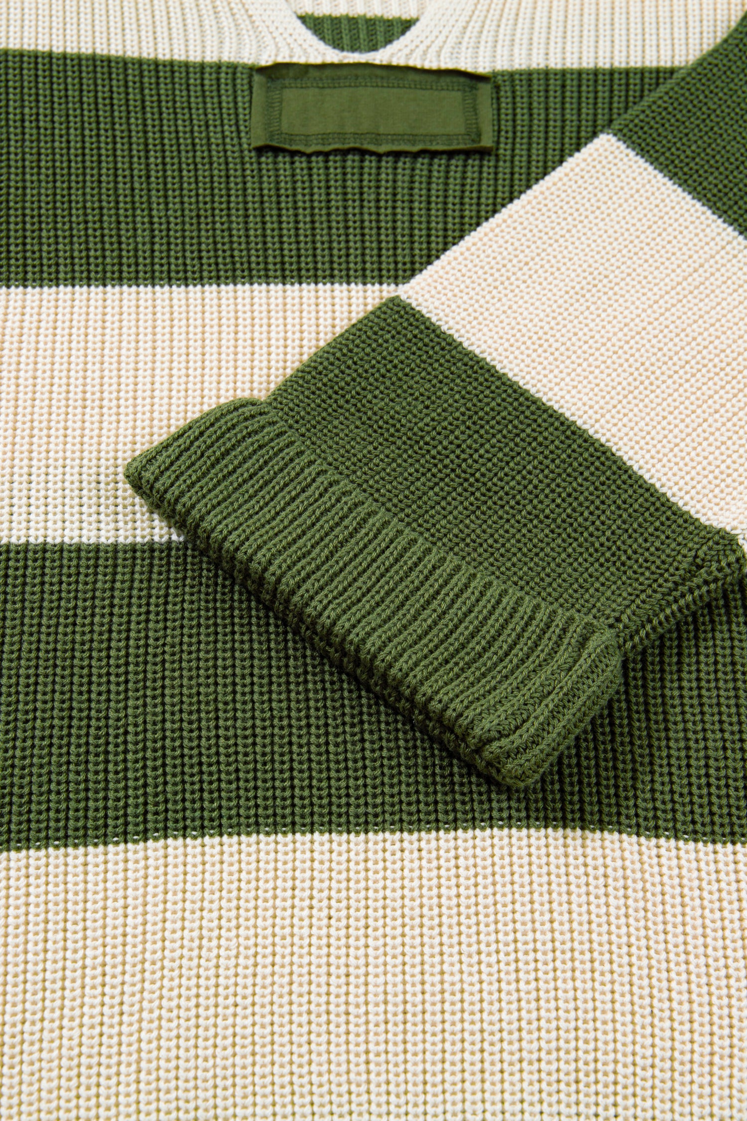 Green Stripe Colorblock Notched Neck Plus Size Sweater-TOPS / DRESSES-[Adult]-[Female]-2022 Online Blue Zone Planet