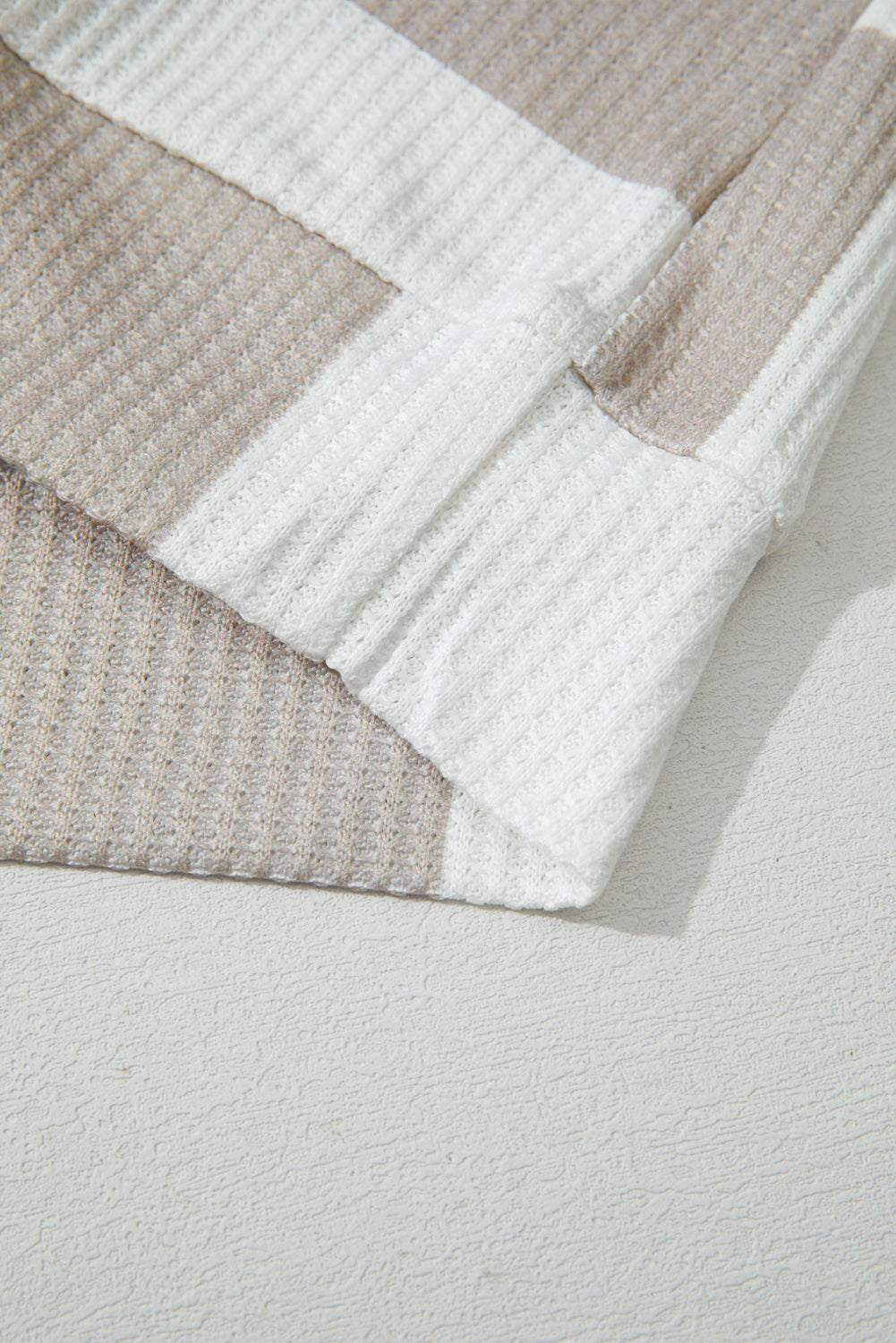 Khaki Checkered Print Breathable Textured Long Sleeve Top-Tops/Long Sleeve Tops-[Adult]-[Female]-2022 Online Blue Zone Planet