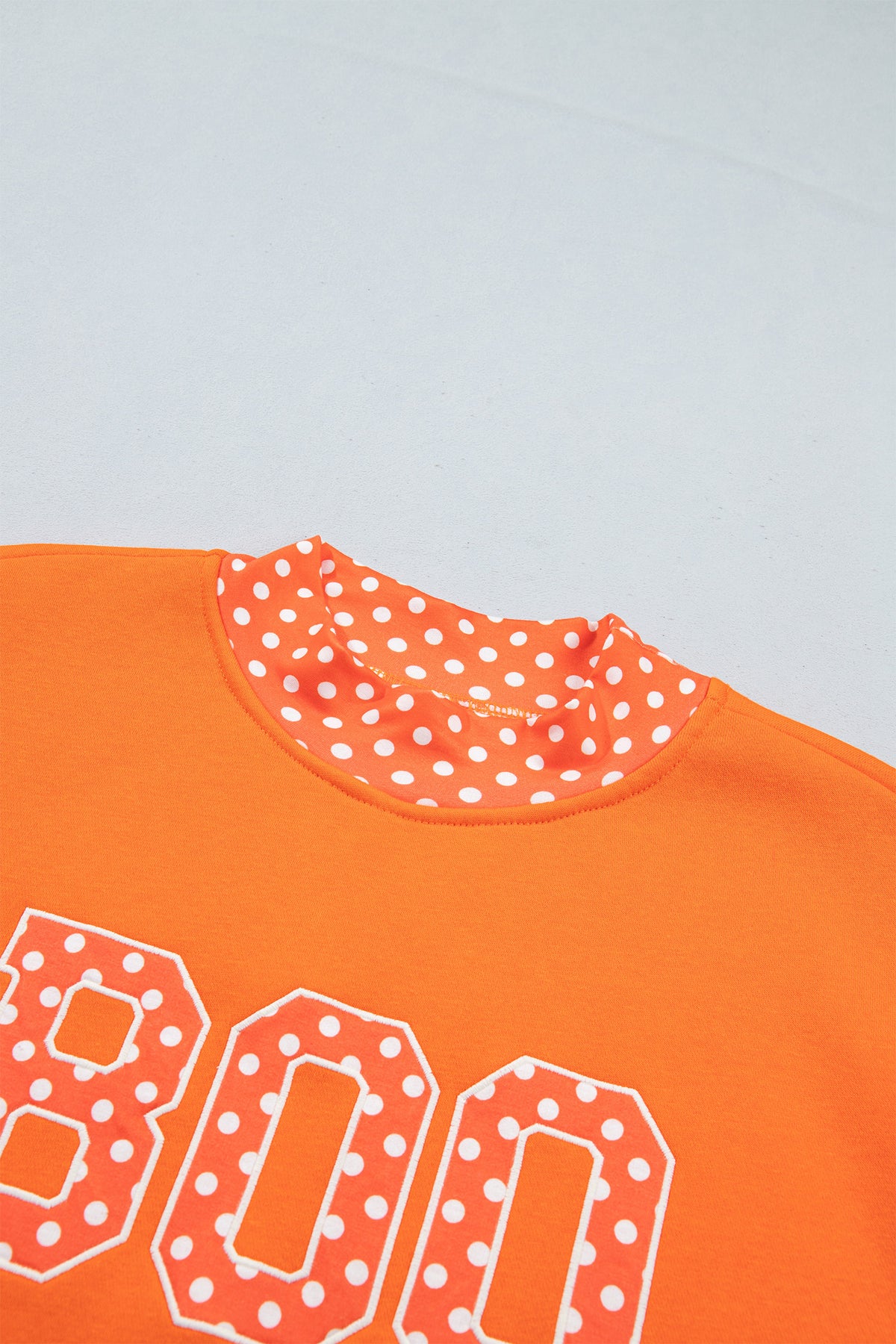 Grapefruit Orange Polka Dot Letter Print Contrast Trim Mock Neck Sweatshirt-Tops/Sweatshirts & Hoodies-[Adult]-[Female]-2022 Online Blue Zone Planet