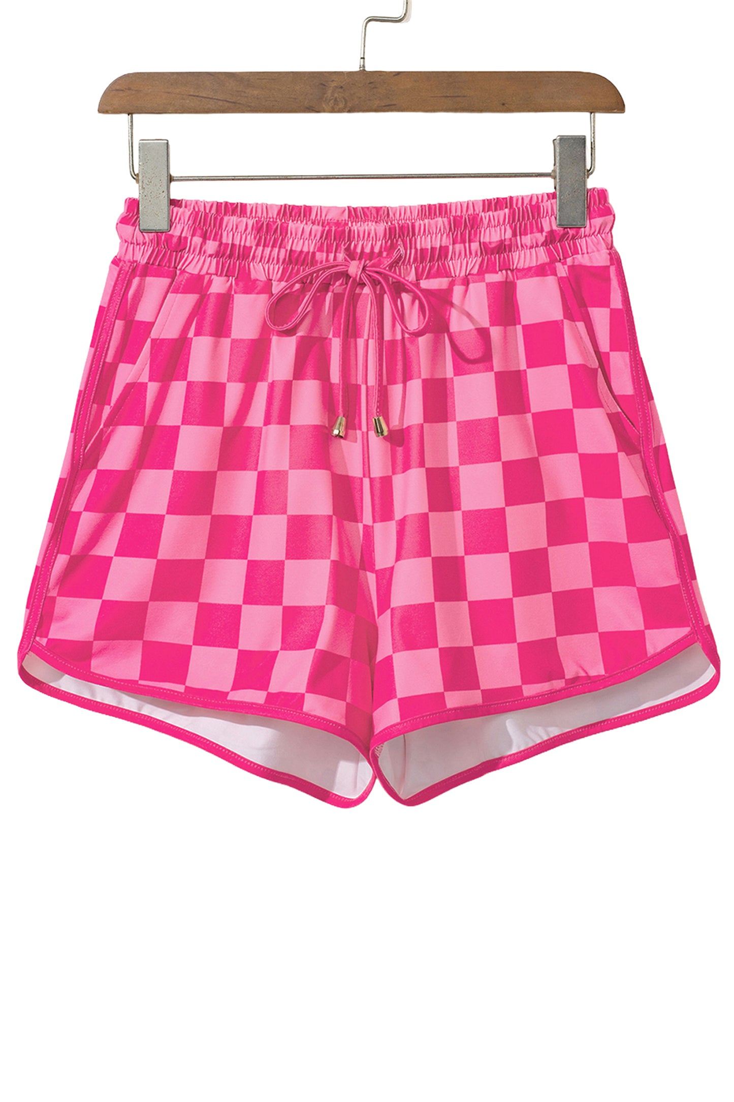 Multicolour Checkered Drawstring Elastic Waist Casual Shorts-Bottoms/Casual Shorts-[Adult]-[Female]-2022 Online Blue Zone Planet