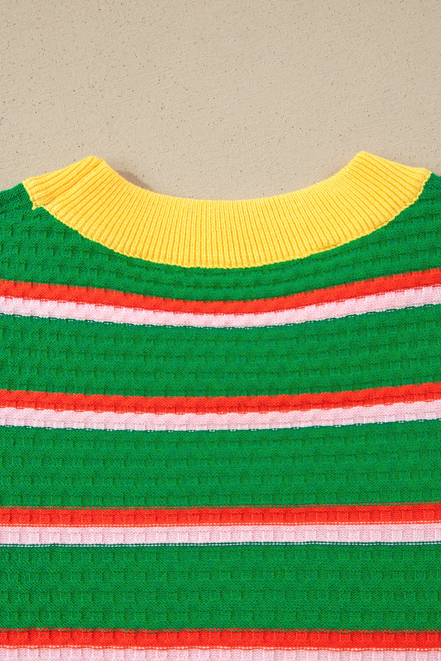 Green Stripe Colorblock Trim Half Sleeve Sweater Top-TOPS / DRESSES-[Adult]-[Female]-2022 Online Blue Zone Planet