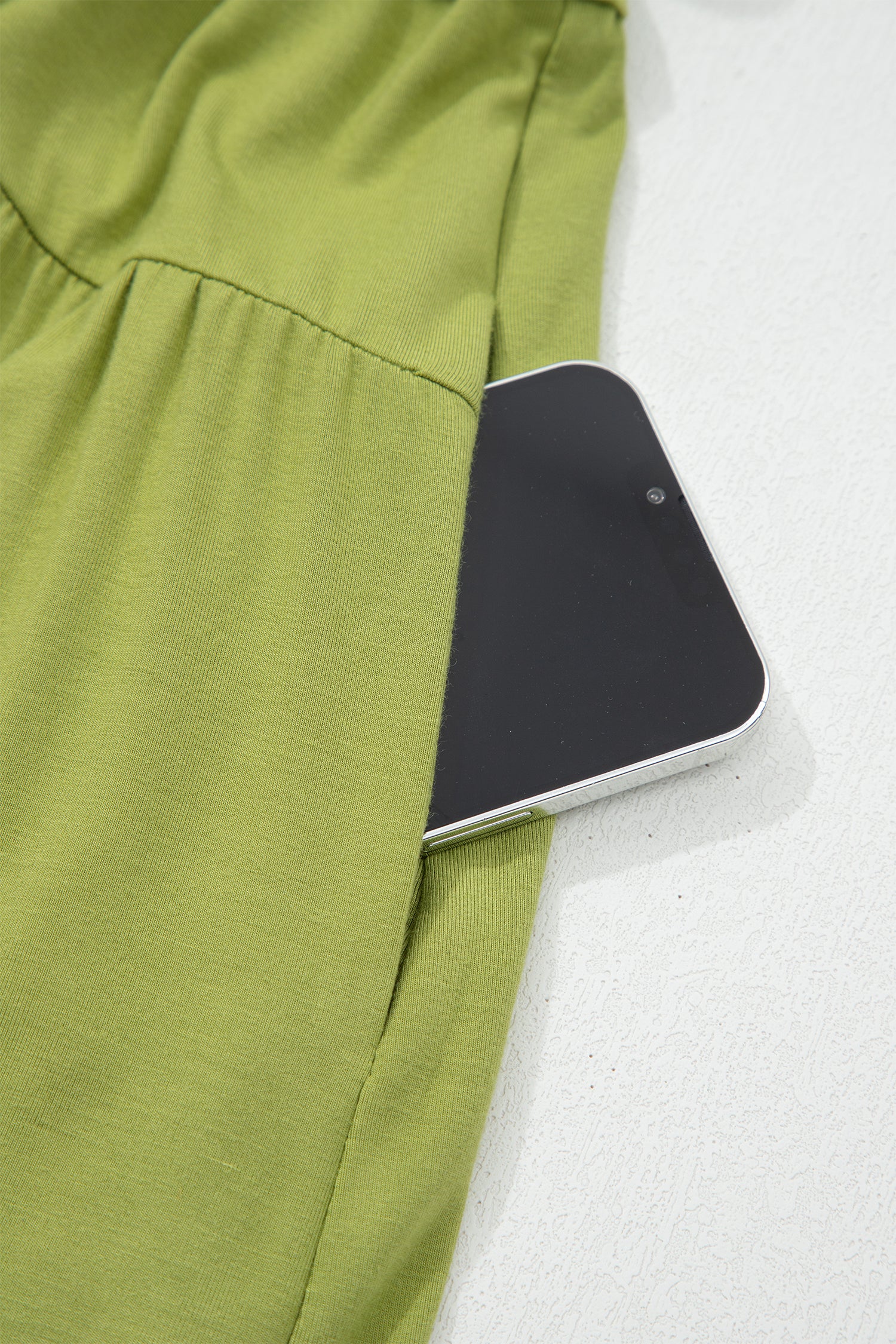 Fern Green Solid V Neck Cap Sleeve Tunic Elastic Waist Versatile Maxi Dress-Dresses/Maxi Dresses-[Adult]-[Female]-2022 Online Blue Zone Planet