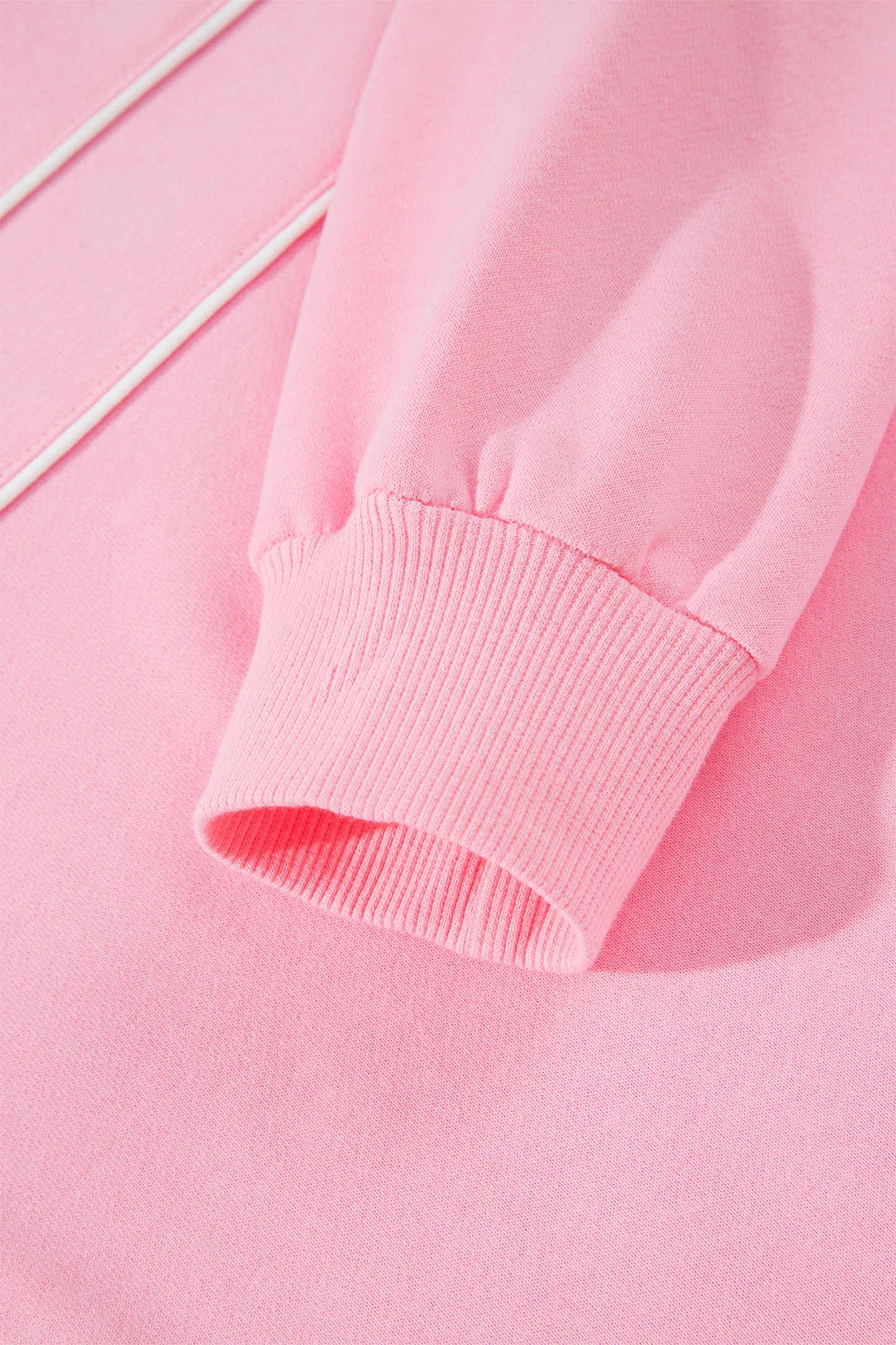 Pink Piping Trim Long Sporty Pullover Drawstring Elastic Waist Shorts Set-Two Piece Sets/Short Sets-[Adult]-[Female]-2022 Online Blue Zone Planet