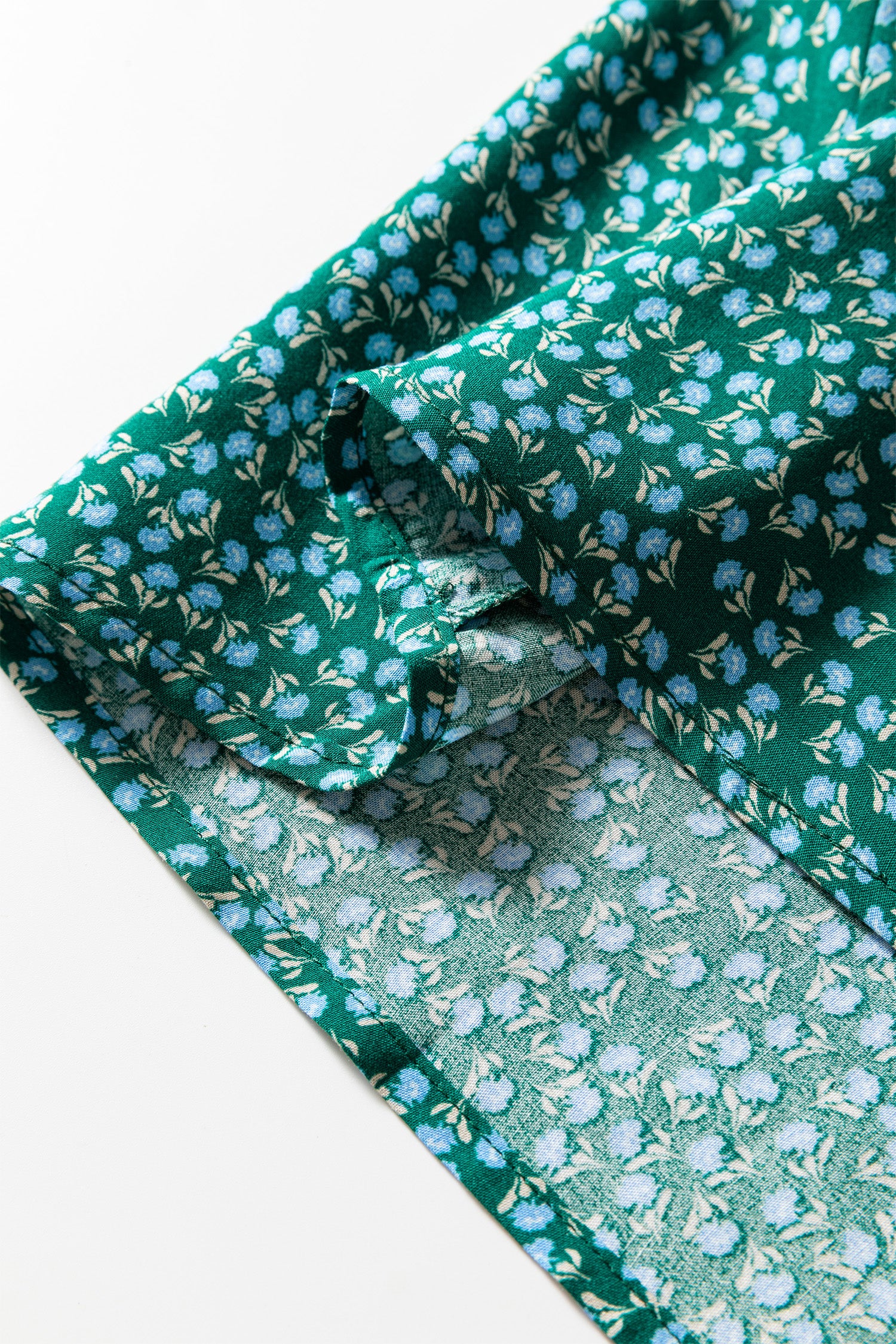 Green Boho Chic Notched V Neck Plus Floral Short Sleeve Top-Plus Size/Plus Size Tops/Plus Size Tops & Tees-[Adult]-[Female]-2022 Online Blue Zone Planet