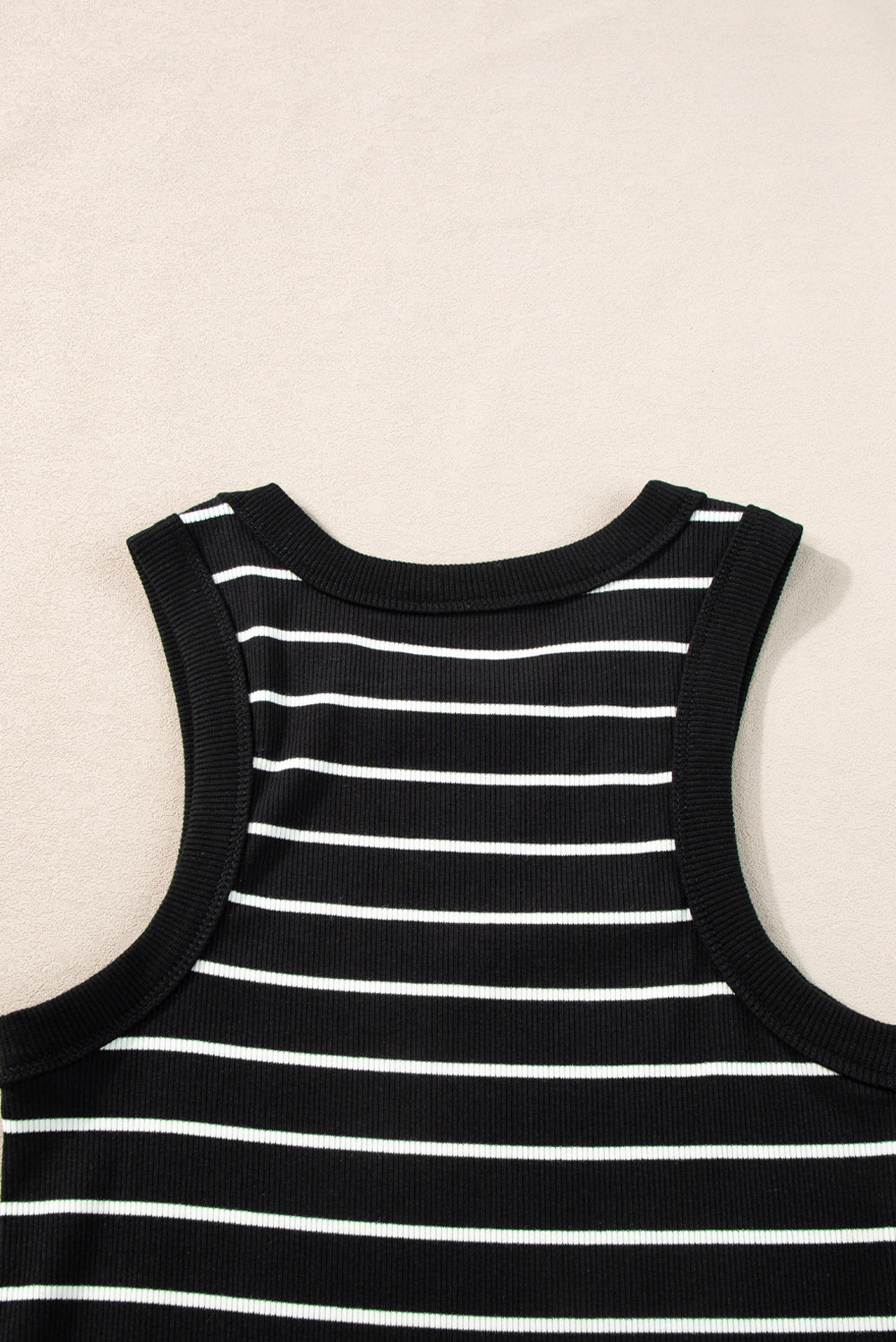 Blue Zone Planet |  White Stripe Ribbed Knit Tank Mini Dress Blue Zone Planet