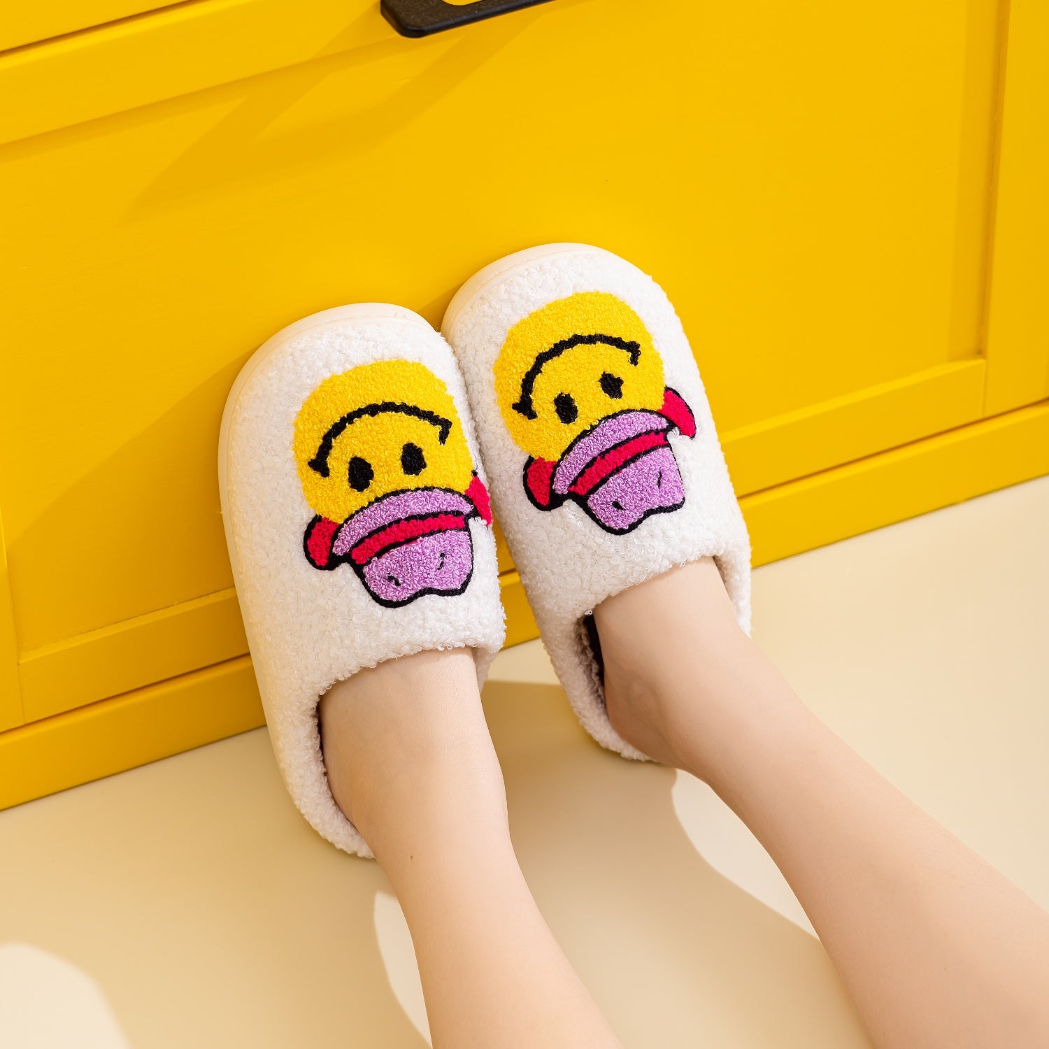 Blue Zone Planet |  Melody Smiley Face Slippers BLUE ZONE PLANET