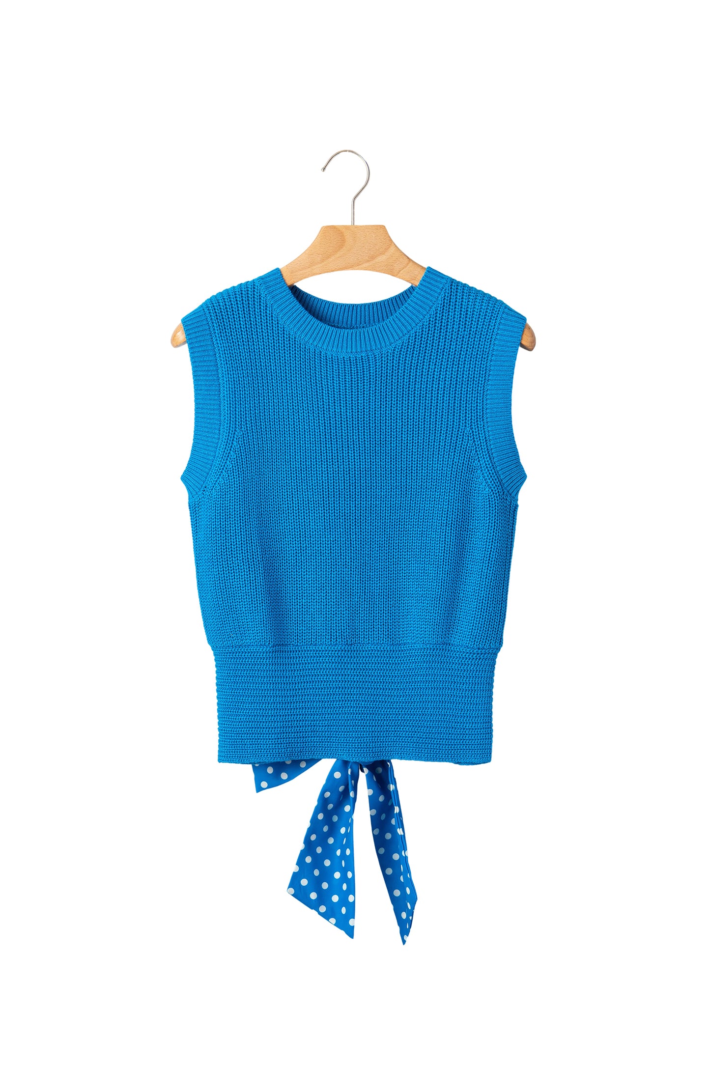 Myosotis Slim Knit Polka Dot Knot Back Cropped Sweater Tank-TOPS / DRESSES-[Adult]-[Female]-2022 Online Blue Zone Planet
