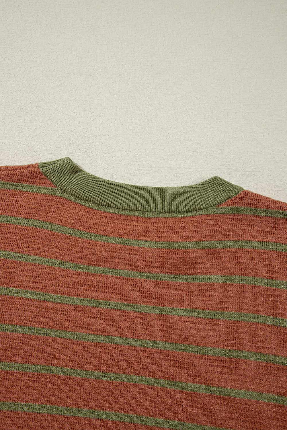 Orange Stripe Trimmed Round Neck Drop Shoulder Loose Sweater-Sweaters & Cardigans/Sweaters-[Adult]-[Female]-2022 Online Blue Zone Planet