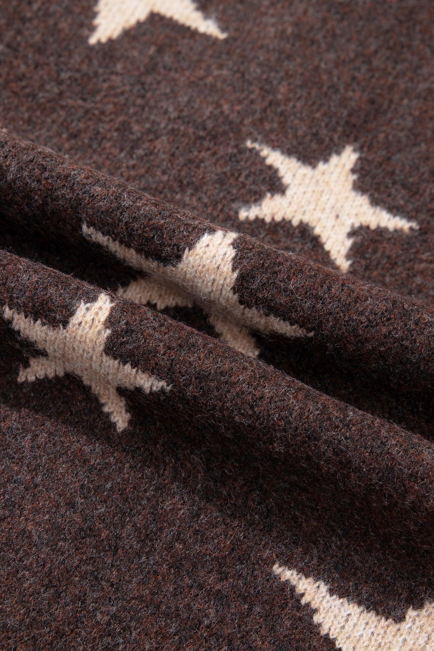 Brown Stars Pattern Colorblock Long Sleeve Shift Cardigan-Sweaters & Cardigans/Cardigans-[Adult]-[Female]-2022 Online Blue Zone Planet