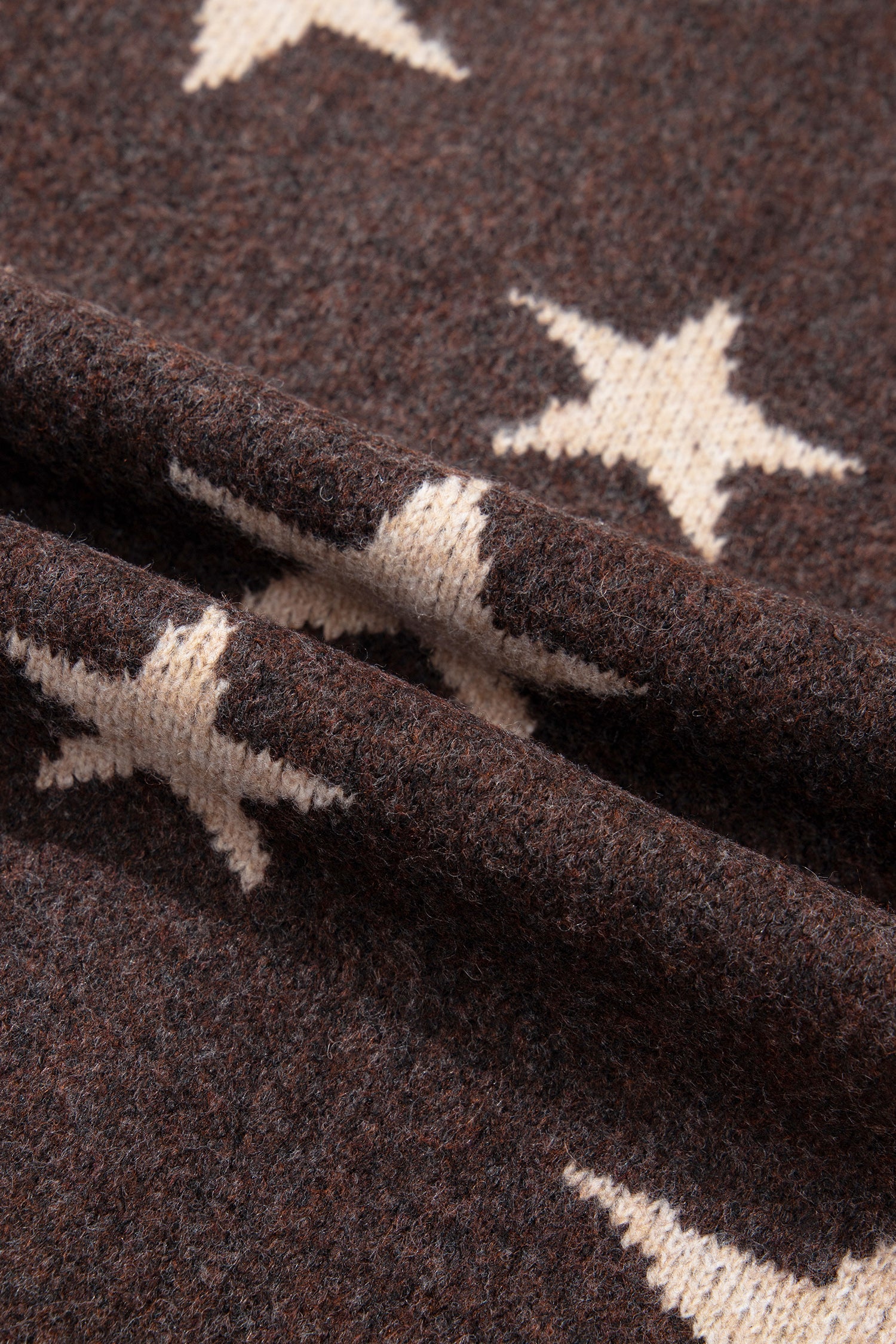 Brown Stars Pattern Colorblock Long Sleeve Shift Cardigan-Sweaters & Cardigans/Cardigans-[Adult]-[Female]-2022 Online Blue Zone Planet