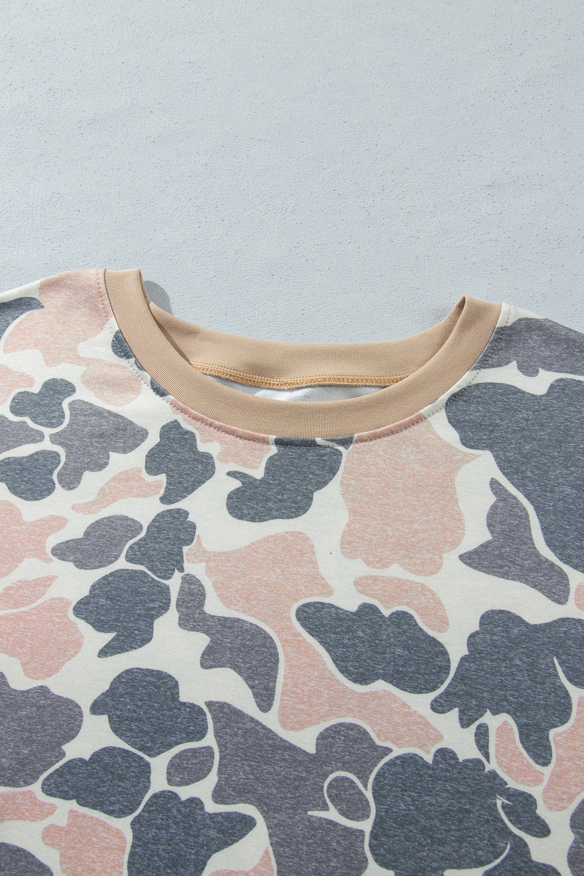 Multicolour Camouflage Print Round Neck Drop Shoulder Pullover Plus Size Shorts Set-Plus Size/Plus Size Loungewear-[Adult]-[Female]-2022 Online Blue Zone Planet
