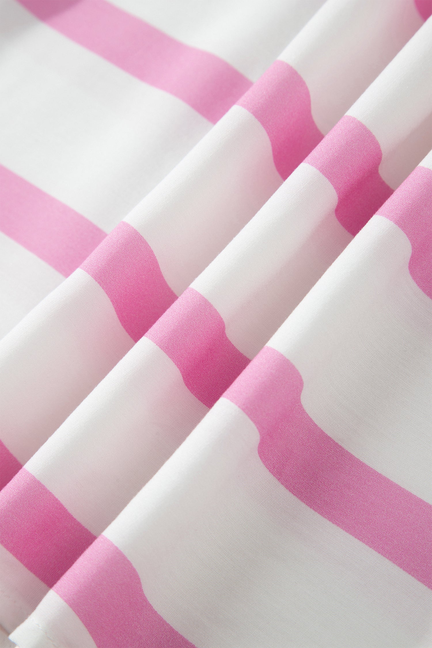 Pink Stripe Ricrac Trim Notched Neck Half Sleeve Vacation Dress-TOPS / DRESSES-[Adult]-[Female]-2022 Online Blue Zone Planet
