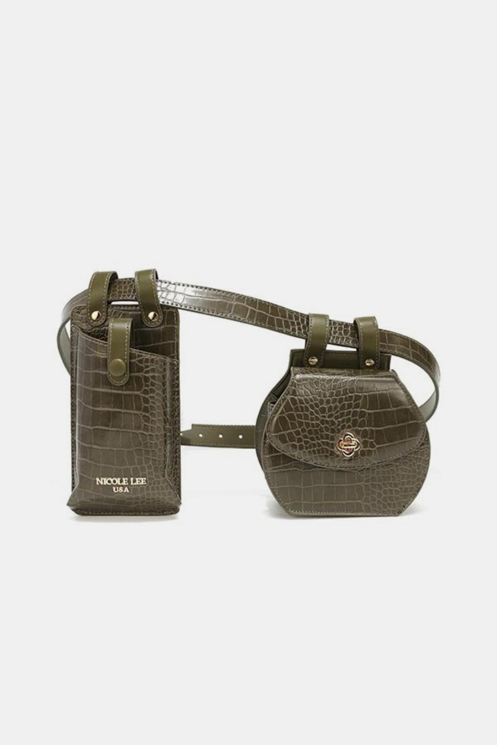 Nicole Lee USA 2 Piece Texture Belt Bag-BELTS-[Adult]-[Female]-Olive-One Size-2022 Online Blue Zone Planet