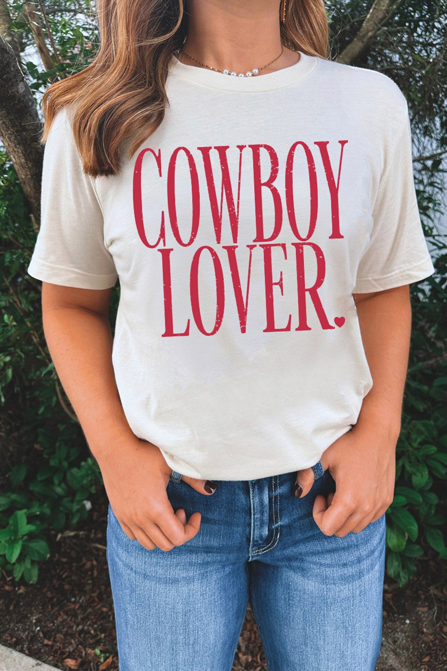 White Cowboy Lover Lettering Graphic Tee-Graphic/Graphic Tees-[Adult]-[Female]-2022 Online Blue Zone Planet