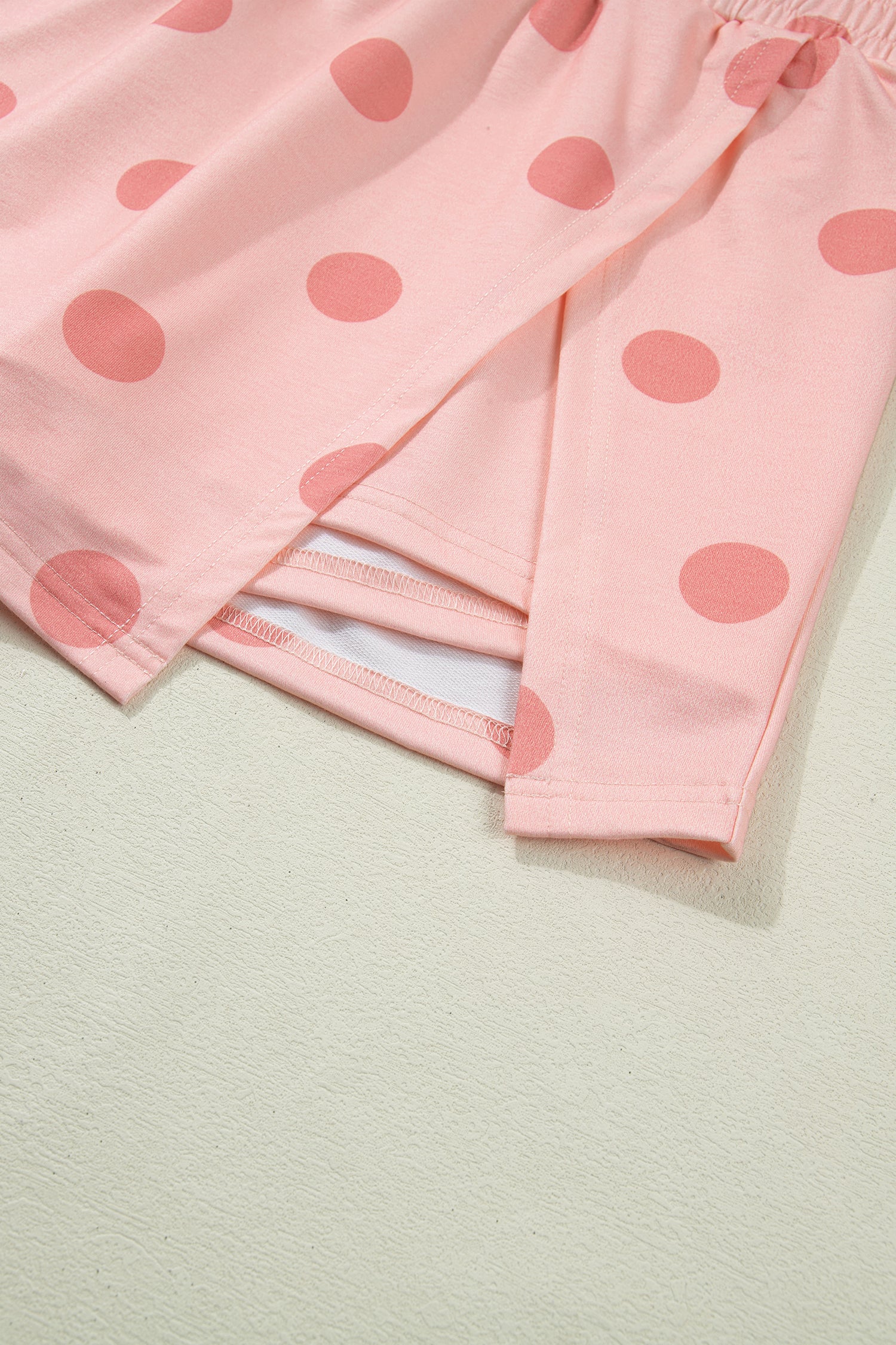 Sky Blue Ribbed Trim Polka Dot Print Tank Split Mini Skort 2pcs Set-Two Piece Sets/Two Piece Dresses-[Adult]-[Female]-2022 Online Blue Zone Planet