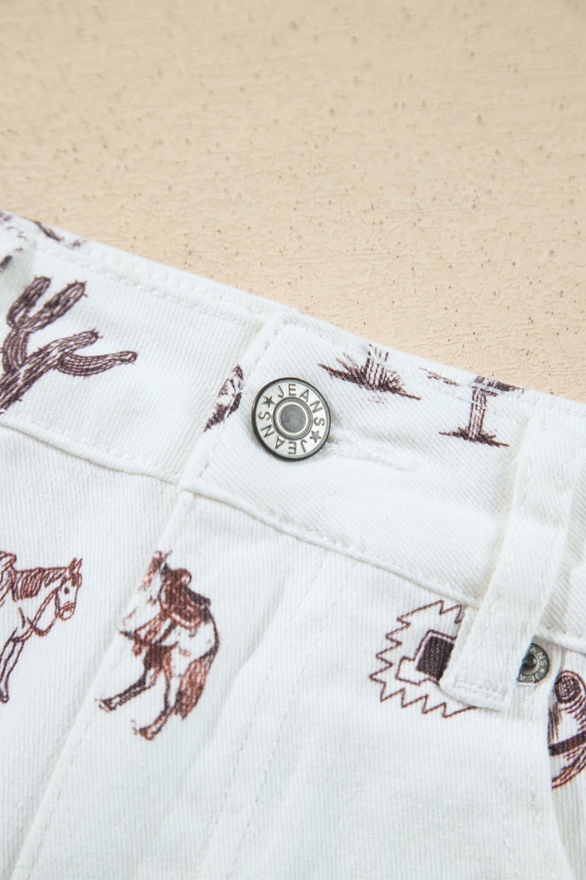 White Western Print Cactus Horse Bull Denim Skirt-Bottoms/Skirts & Petticoat-[Adult]-[Female]-2022 Online Blue Zone Planet