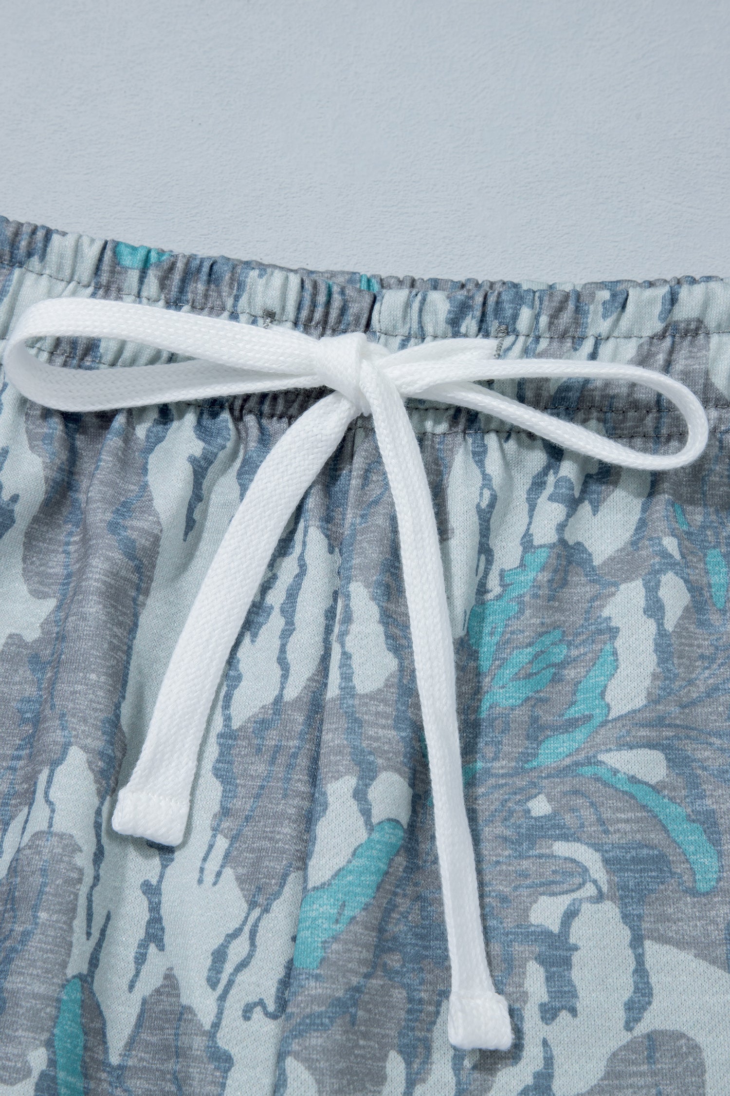 Multicolour Abstract Botanical Print Plus Size Pullover Drawstring Pants Set-Plus Size/Plus Size Loungewear-[Adult]-[Female]-2022 Online Blue Zone Planet