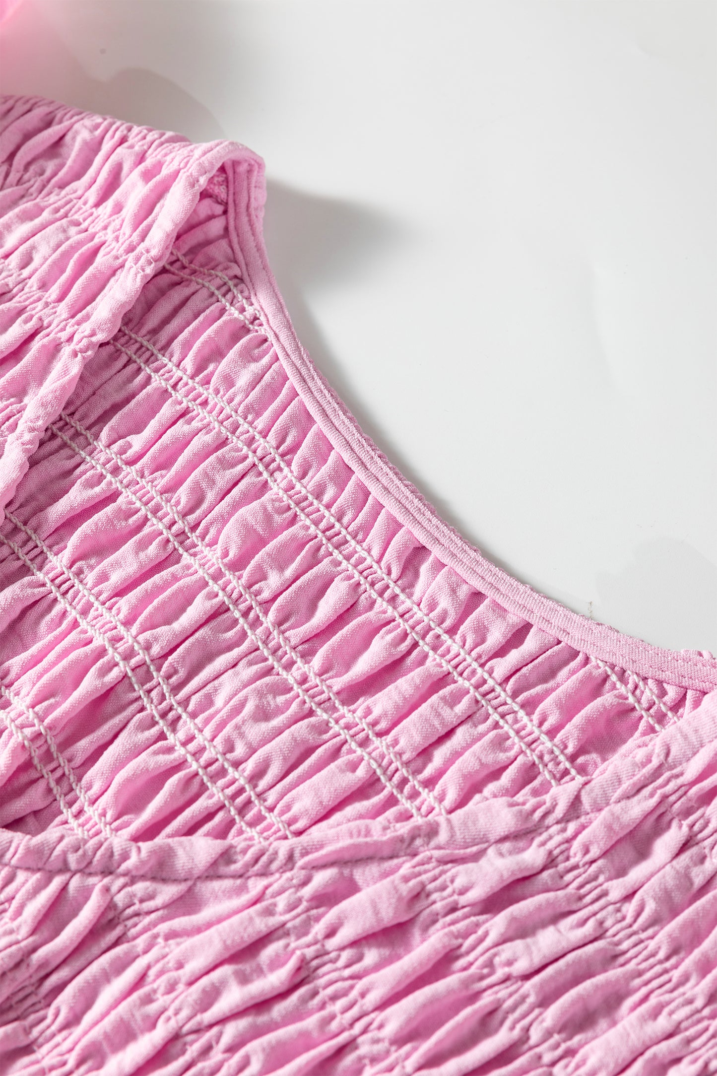 Pink Smocked Bodice Flutter Sleeve Fit Flare Tiered Midi Dress-TOPS / DRESSES-[Adult]-[Female]-2022 Online Blue Zone Planet