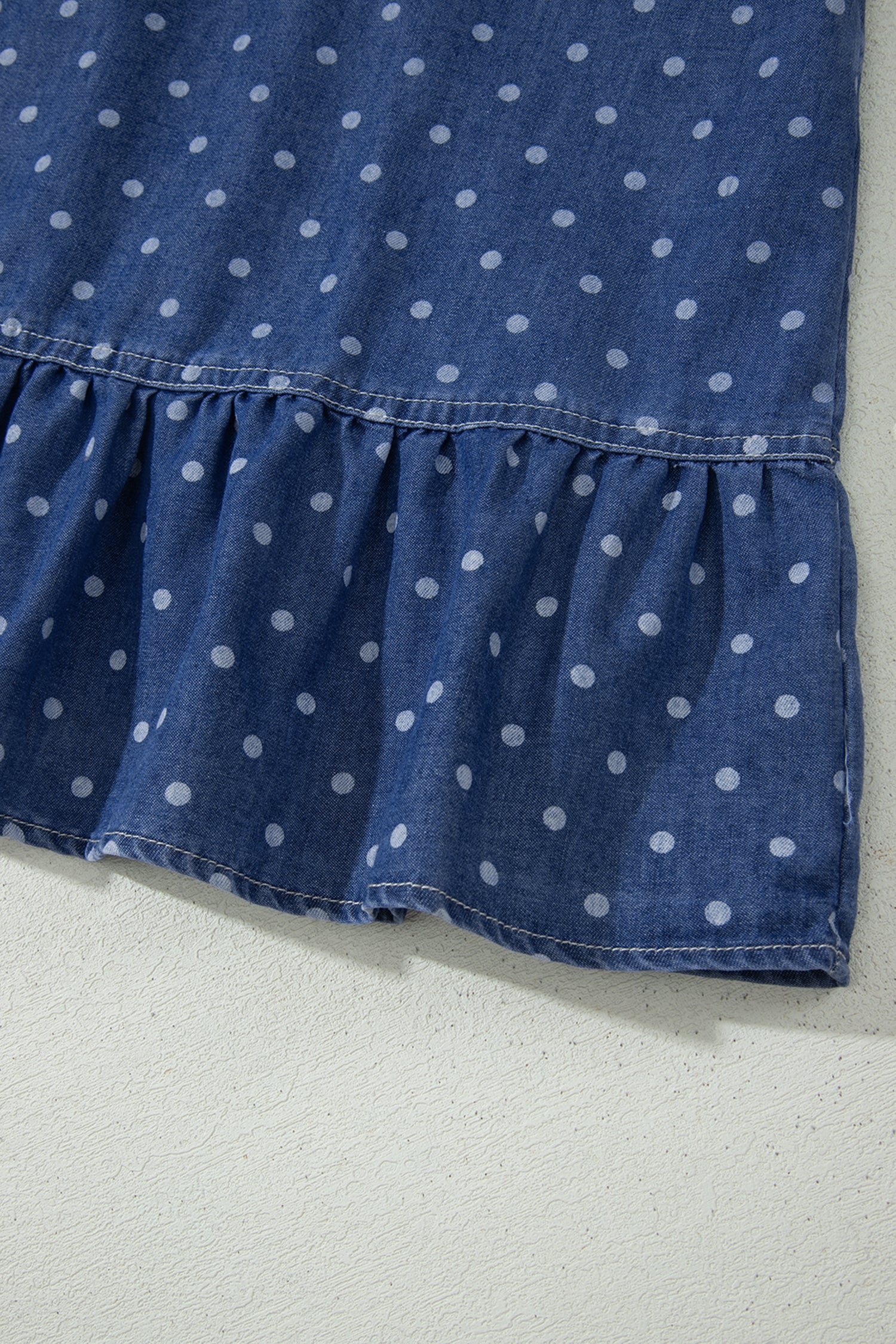 Blue Polka Dot Ruffle Hem Sleeveless Shift Dress Mini Vacation Wholesale-TOPS / DRESSES-[Adult]-[Female]-2022 Online Blue Zone Planet