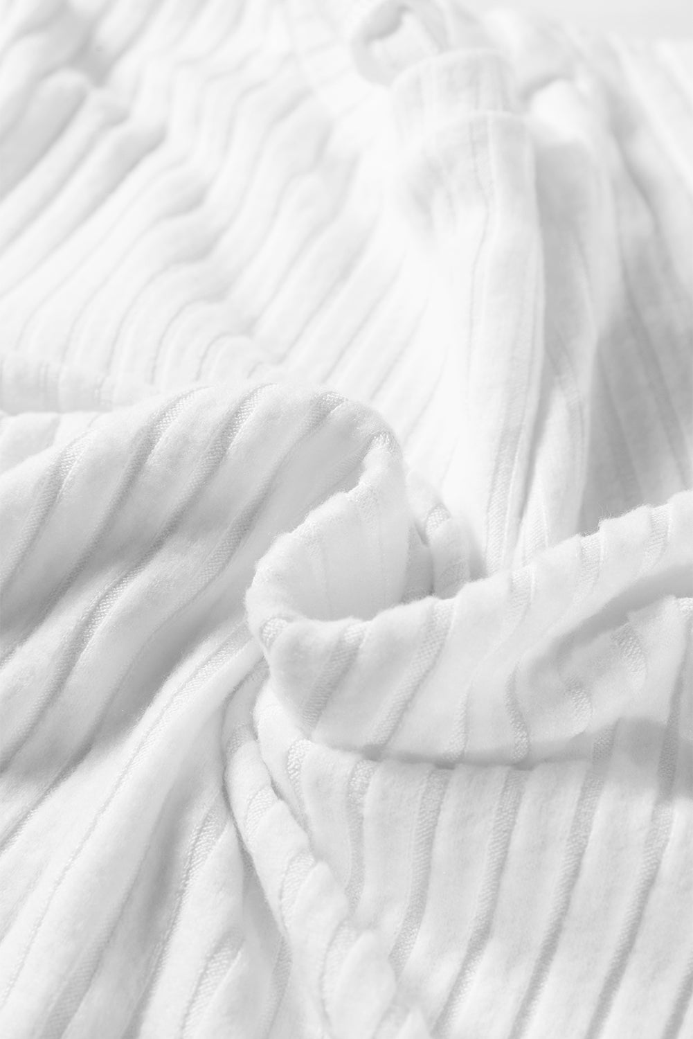 White Ribbed Texture Round Neck Long Sleeve Rounded Hem Knit Top-Tops/Long Sleeve Tops-[Adult]-[Female]-2022 Online Blue Zone Planet