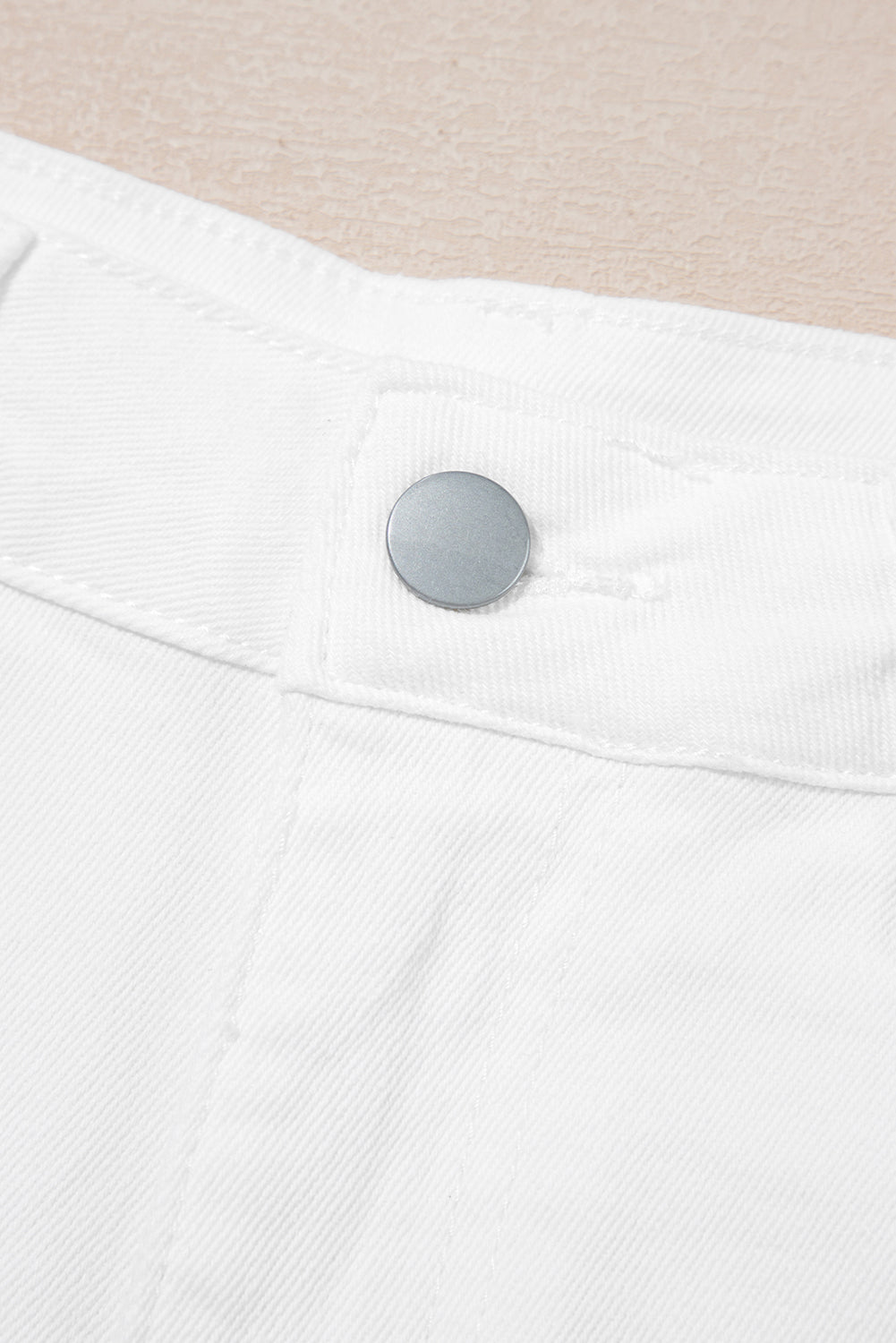 White Scalloped Hemline Acid Wash High Waist Denim Shorts-Bottoms/Denim Shorts-[Adult]-[Female]-2022 Online Blue Zone Planet