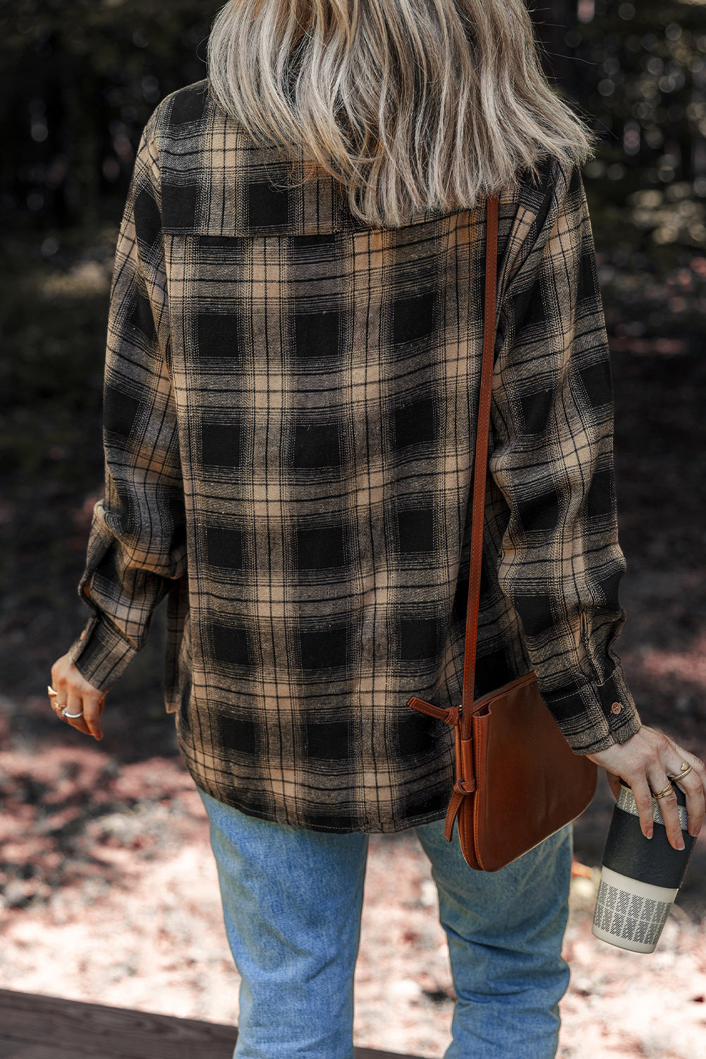 Multicolour Retro Plaid Double Flap Pocket Brushed Shacket-Outerwear/Plaid Shackets-[Adult]-[Female]-2022 Online Blue Zone Planet