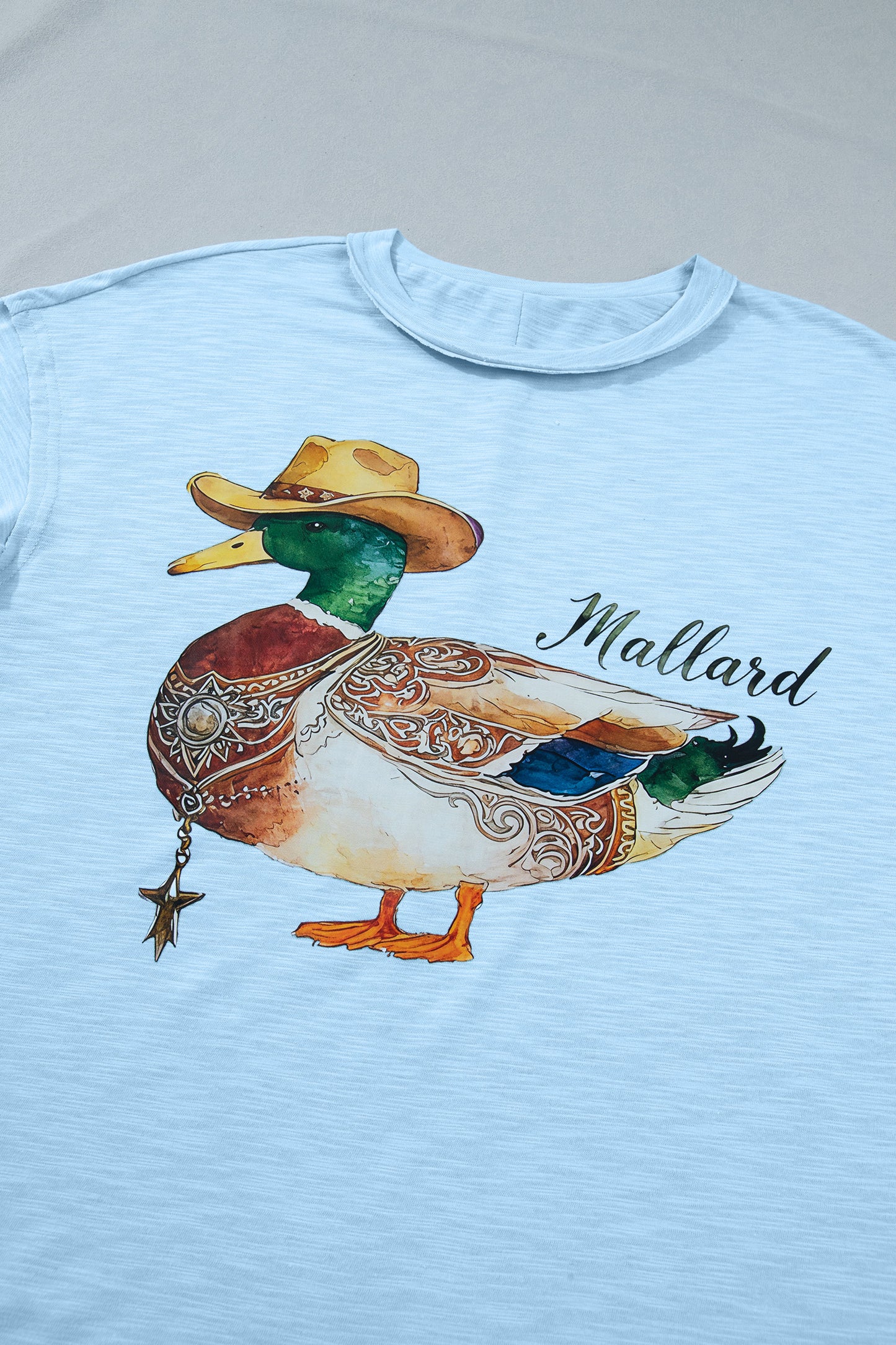 Mist Blue Western Mallard Oversized Tee-Tops/Tops & Tees-[Adult]-[Female]-2022 Online Blue Zone Planet