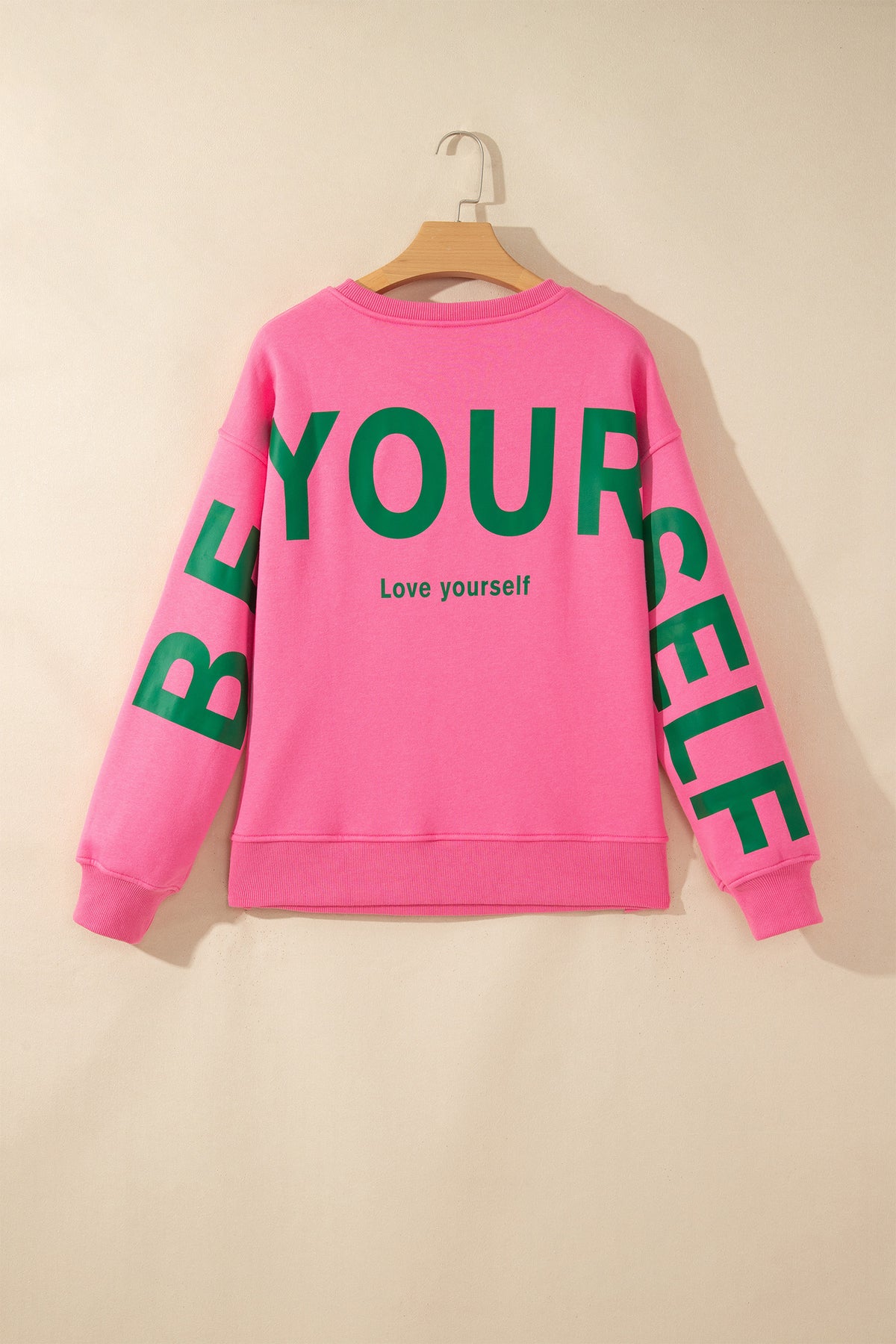 Sachet Pink Slogan Print Round Neck Long Sleeve Sweatshirt-Tops/Sweatshirts & Hoodies-[Adult]-[Female]-2022 Online Blue Zone Planet