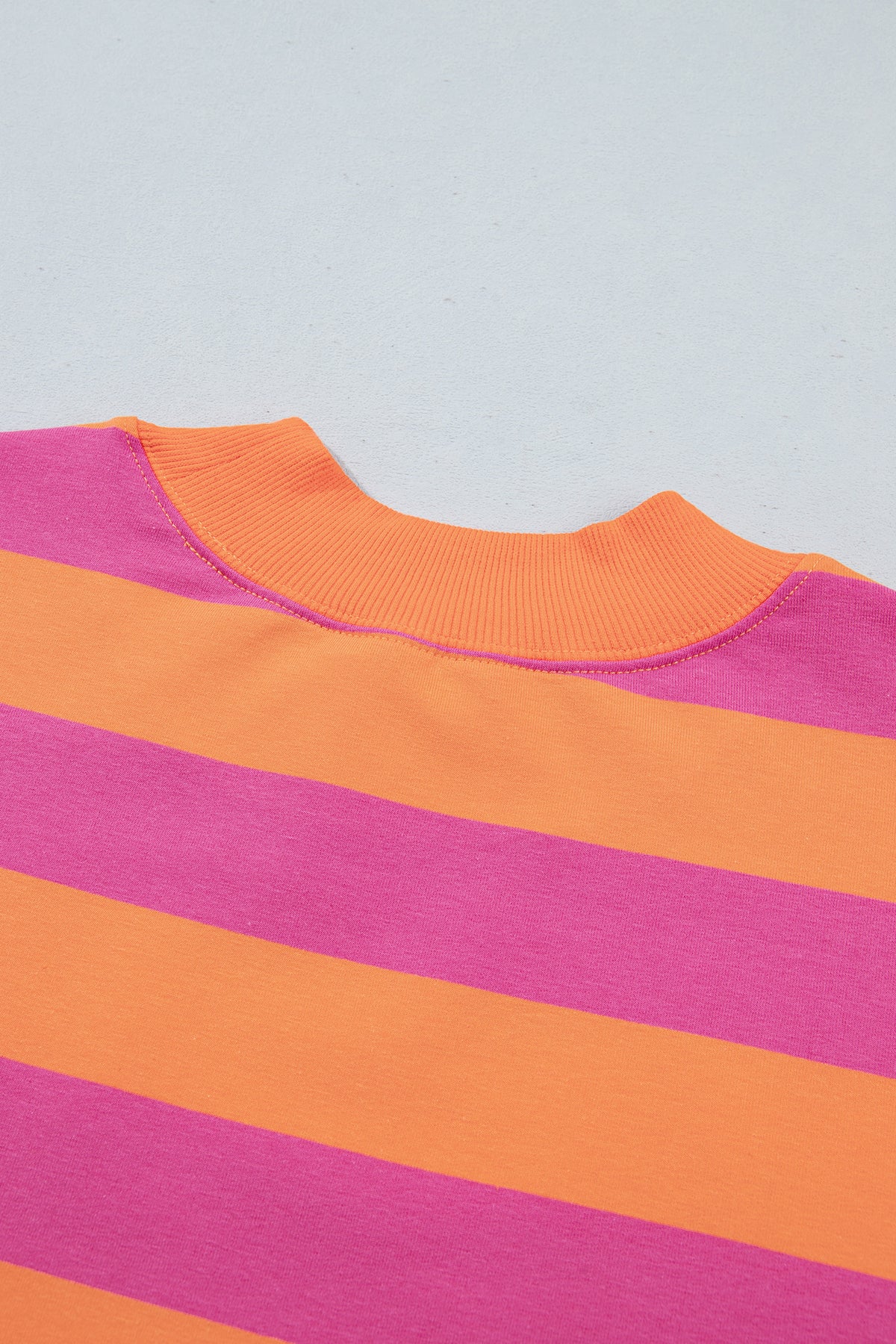 Rose Stripe Colorblock Mock Neck Relaxed Sweatshirt-Tops/Sweatshirts & Hoodies-[Adult]-[Female]-2022 Online Blue Zone Planet