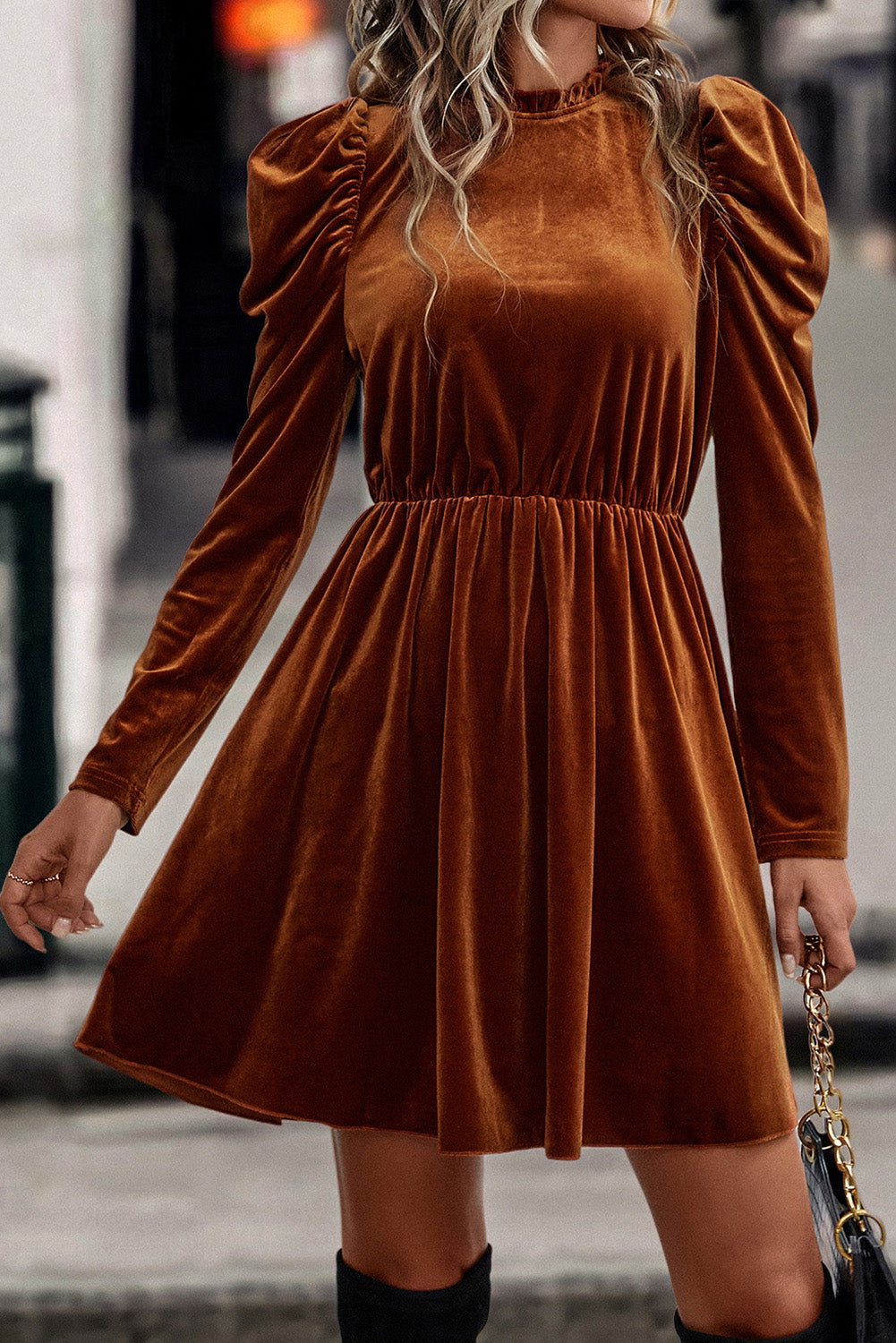 velvet long sleeve swing dress Women's Velvet Dancing Dress Casual Long Sleeve V Neck Slimming Long Dress Elegant Flowy Swing Tunic Party Gown Maxi Dresses