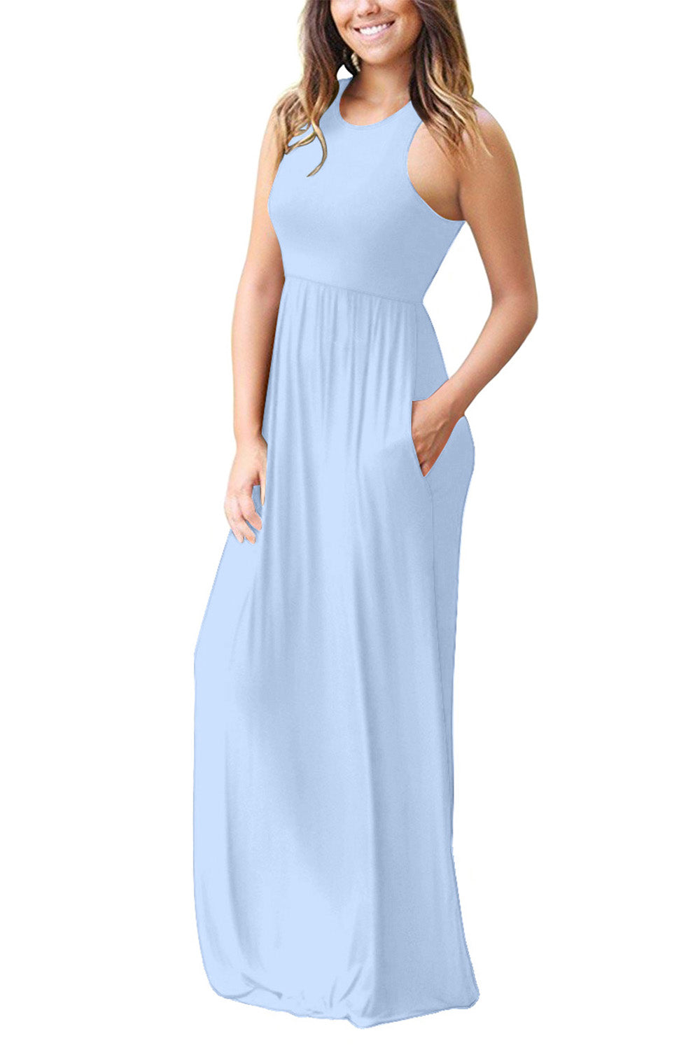 Blue Zone Planet | Full Size Grecian Neck Dress with Pockets-TOPS / DRESSES-[Adult]-[Female]-2022 Online Blue Zone Planet