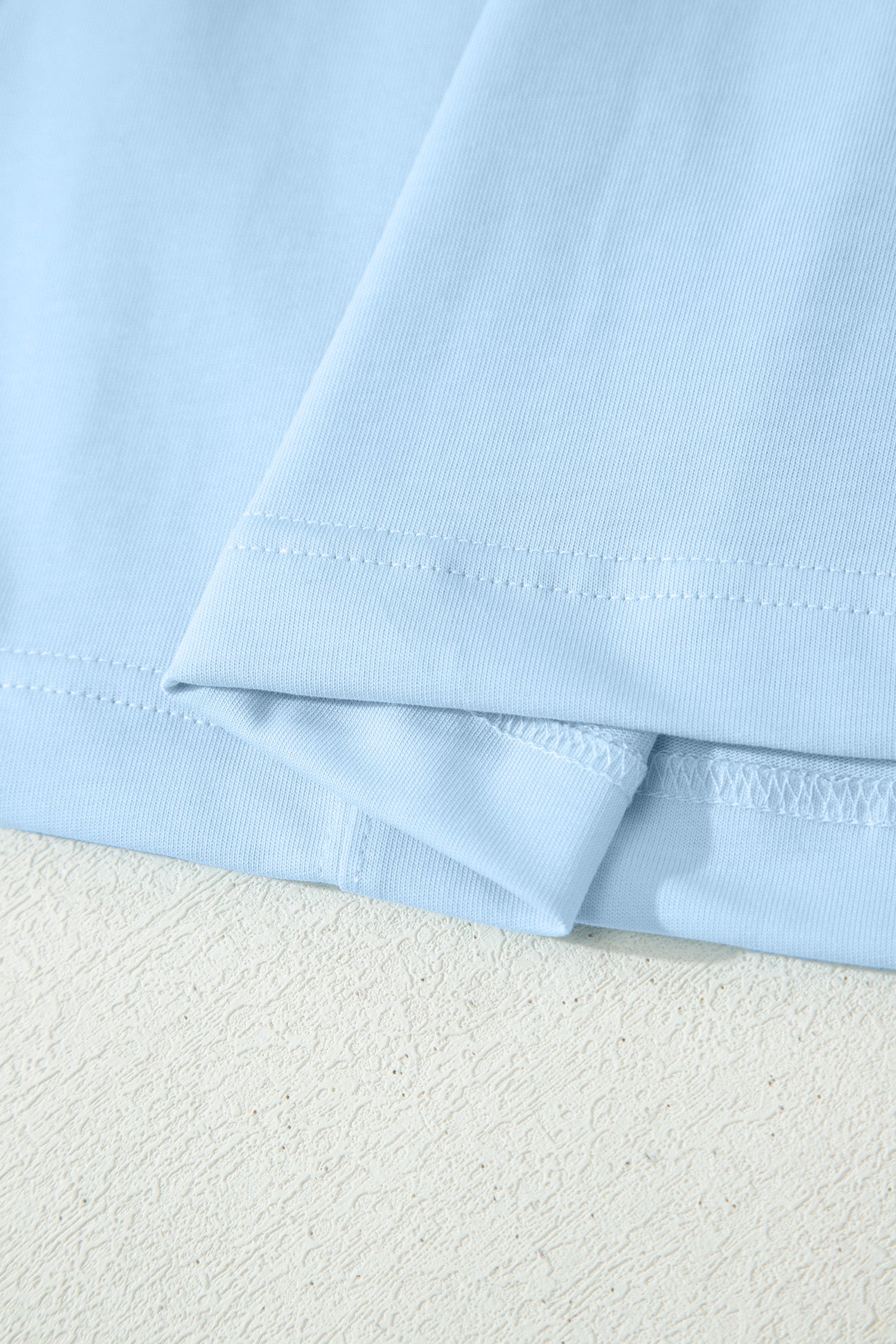 Mist Blue Stitched Detail Loose Tank Top 2pcs Short Set-Two Piece Sets/Short Sets-[Adult]-[Female]-2022 Online Blue Zone Planet