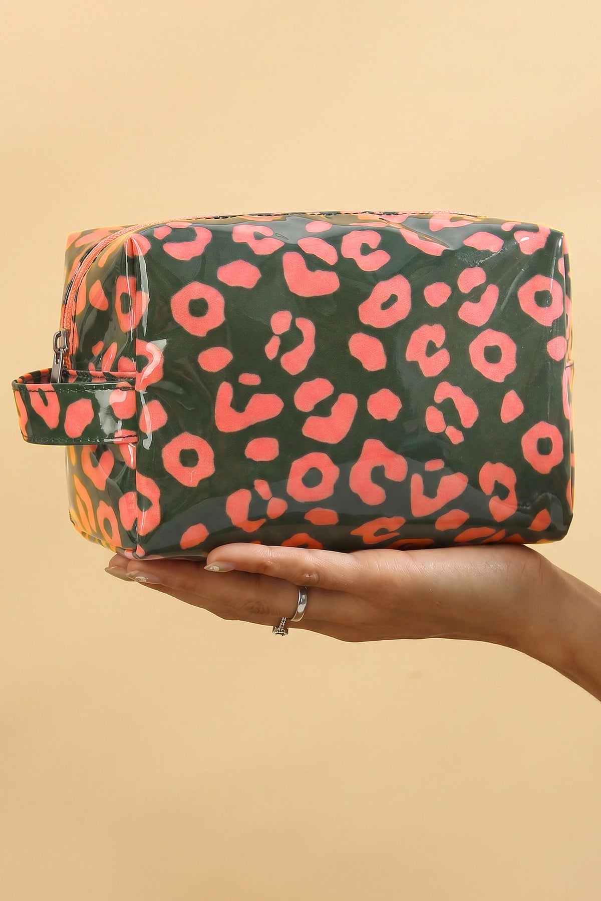 Light Pink Leopard Print PVC Travel Makeup Organizer Cosmetic Bag-Shoes & Bags/Makeup Bags-[Adult]-[Female]-Blackish Green-ONE SIZE-2022 Online Blue Zone Planet