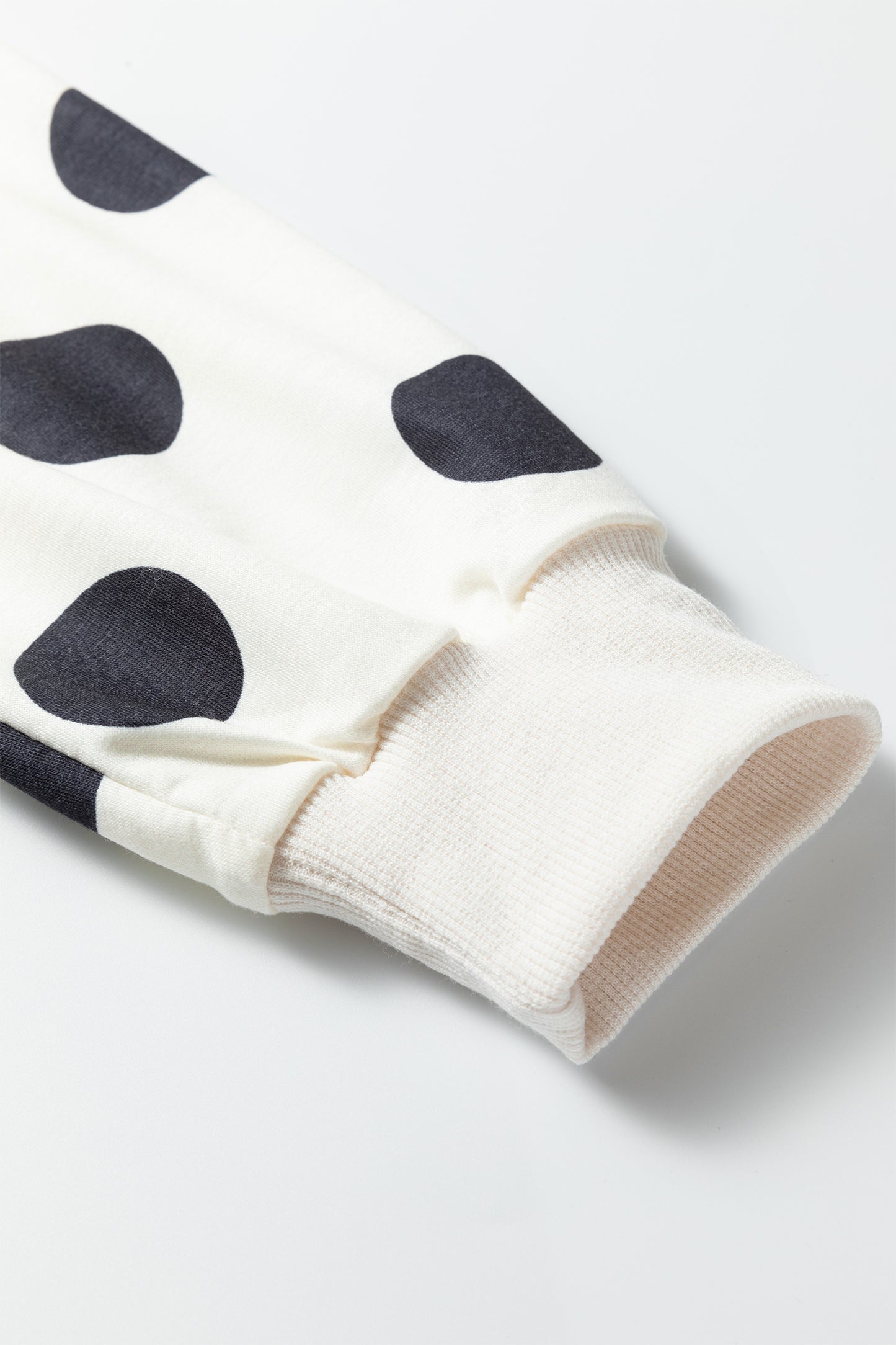 Beige Polka Dot Print Drop Shoulder Pullover Drawstring Jogger Pant Set-Two Piece Sets/Pant Sets-[Adult]-[Female]-2022 Online Blue Zone Planet