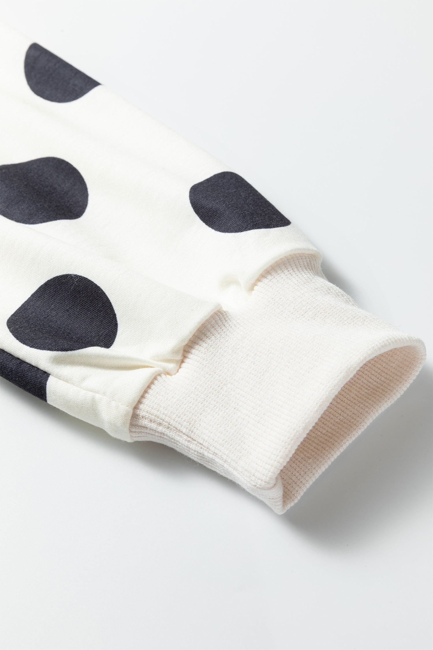 Beige Polka Dot Print Drop Shoulder Pullover Drawstring Jogger Pant Set-Two Piece Sets/Pant Sets-[Adult]-[Female]-2022 Online Blue Zone Planet