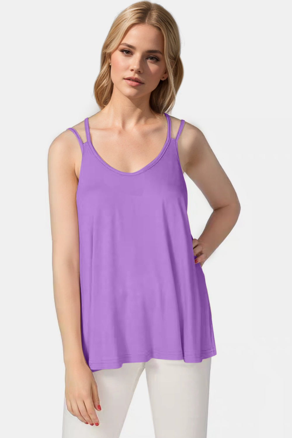 Basic Bae Bamboo Scoop Neck Double Spaghetti Straps Cami-TOPS / DRESSES-[Adult]-[Female]-2022 Online Blue Zone Planet