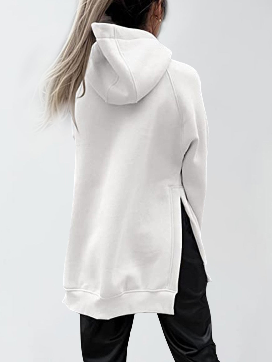 Slit Pocketed Raglan Sleeve Hoodie-HOODIES-[Adult]-[Female]-2022 Online Blue Zone Planet