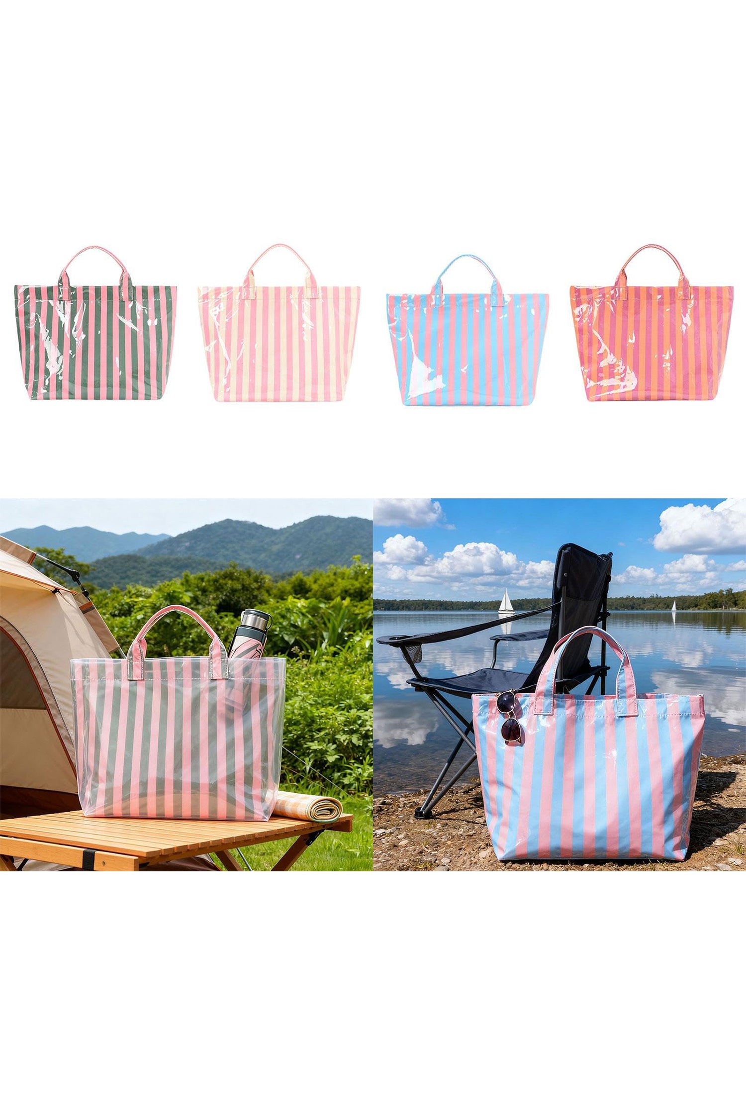 Blackish Green Glossy Striped Vinyl Large Tote Bag-Shoes & Bags/Handbags-[Adult]-[Female]-2022 Online Blue Zone Planet