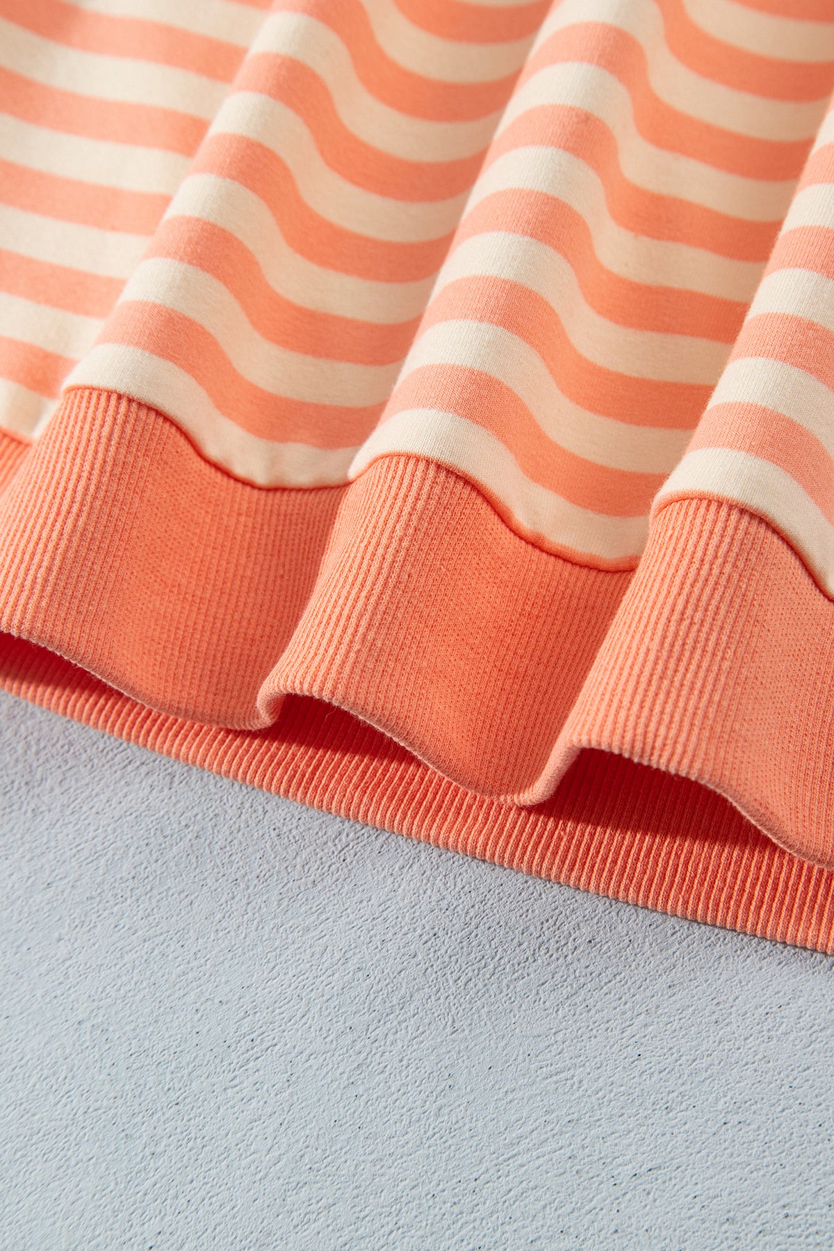 Grapefruit Orange Drop Shoulder Long Sleeve Pullover Elastic Waist Casual Short Set-Two Piece Sets/Short Sets-[Adult]-[Female]-2022 Online Blue Zone Planet