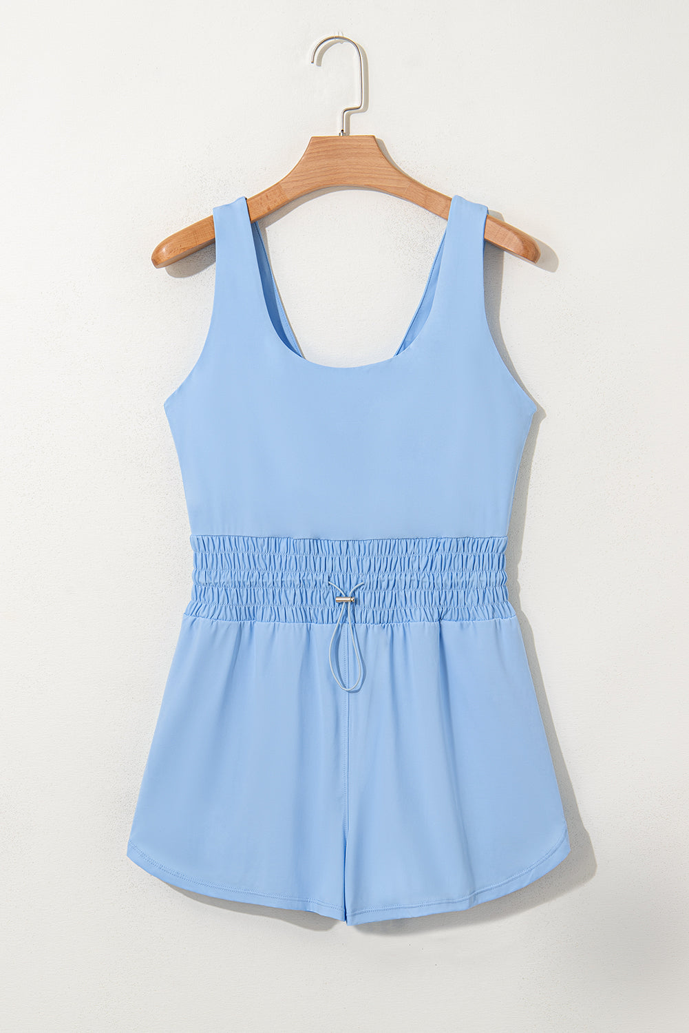 Myosotis Plain Sleeveless Loop Drawstring Cinched Waist Romper-Bottoms/Jumpsuits & Rompers-[Adult]-[Female]-2022 Online Blue Zone Planet