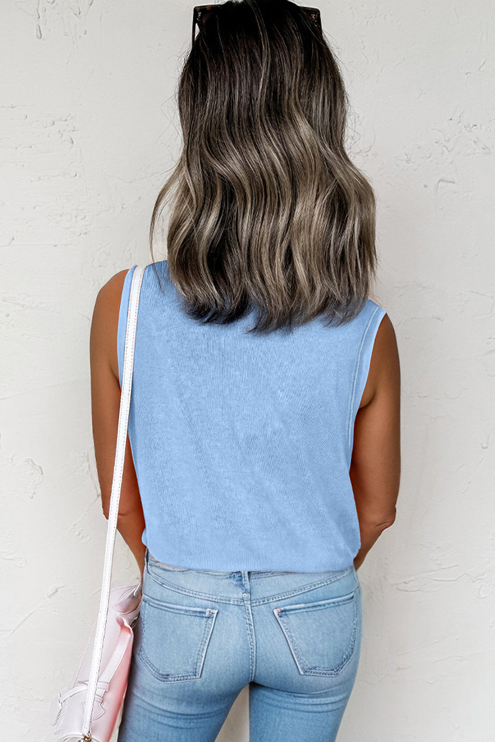 Beau Blue Mineral Wash Patched Chest Pocket Casual Tank Top-Tops/Tank Tops-[Adult]-[Female]-2022 Online Blue Zone Planet